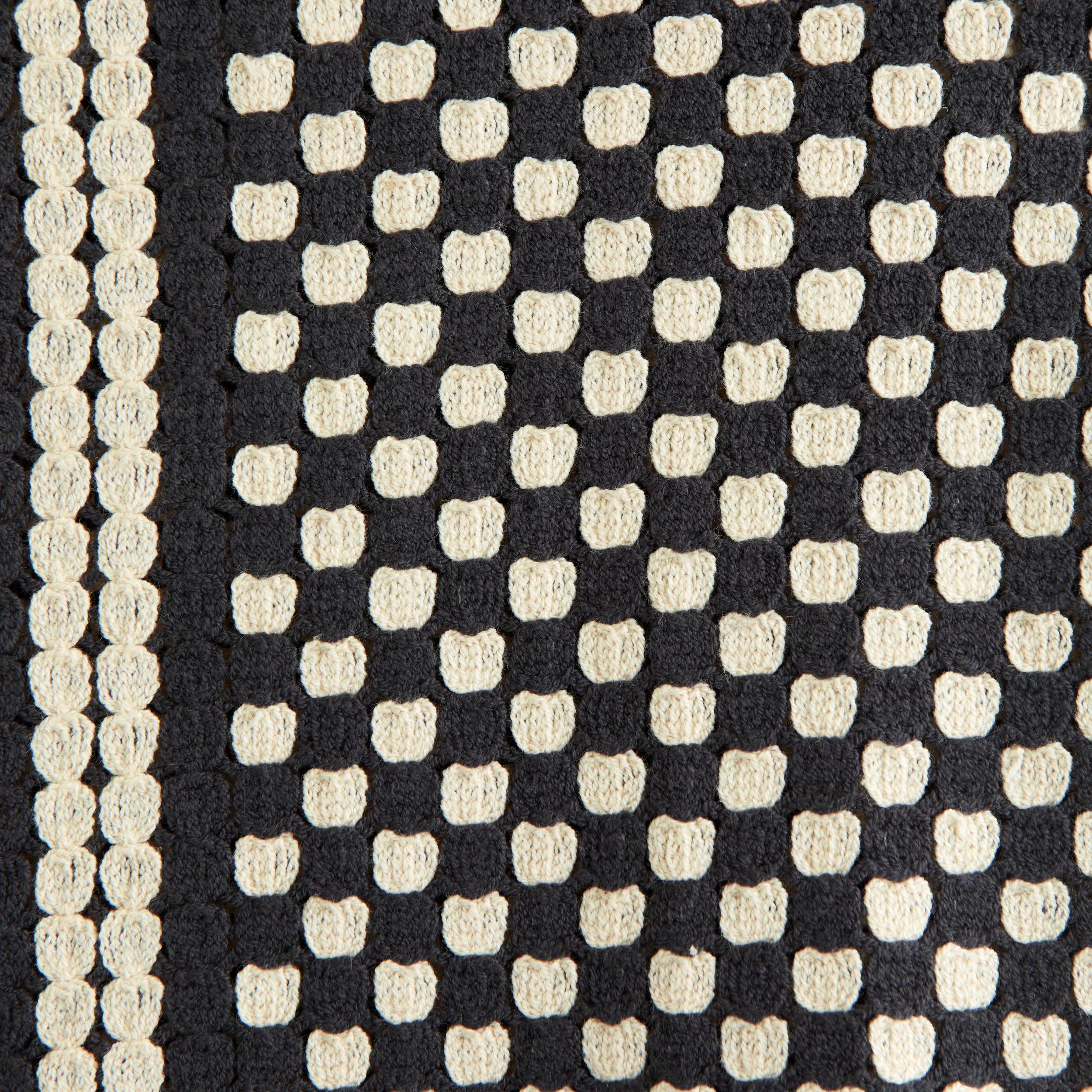 Crochet-Style Border Stripe Button-Through Sweater Polo Product Image