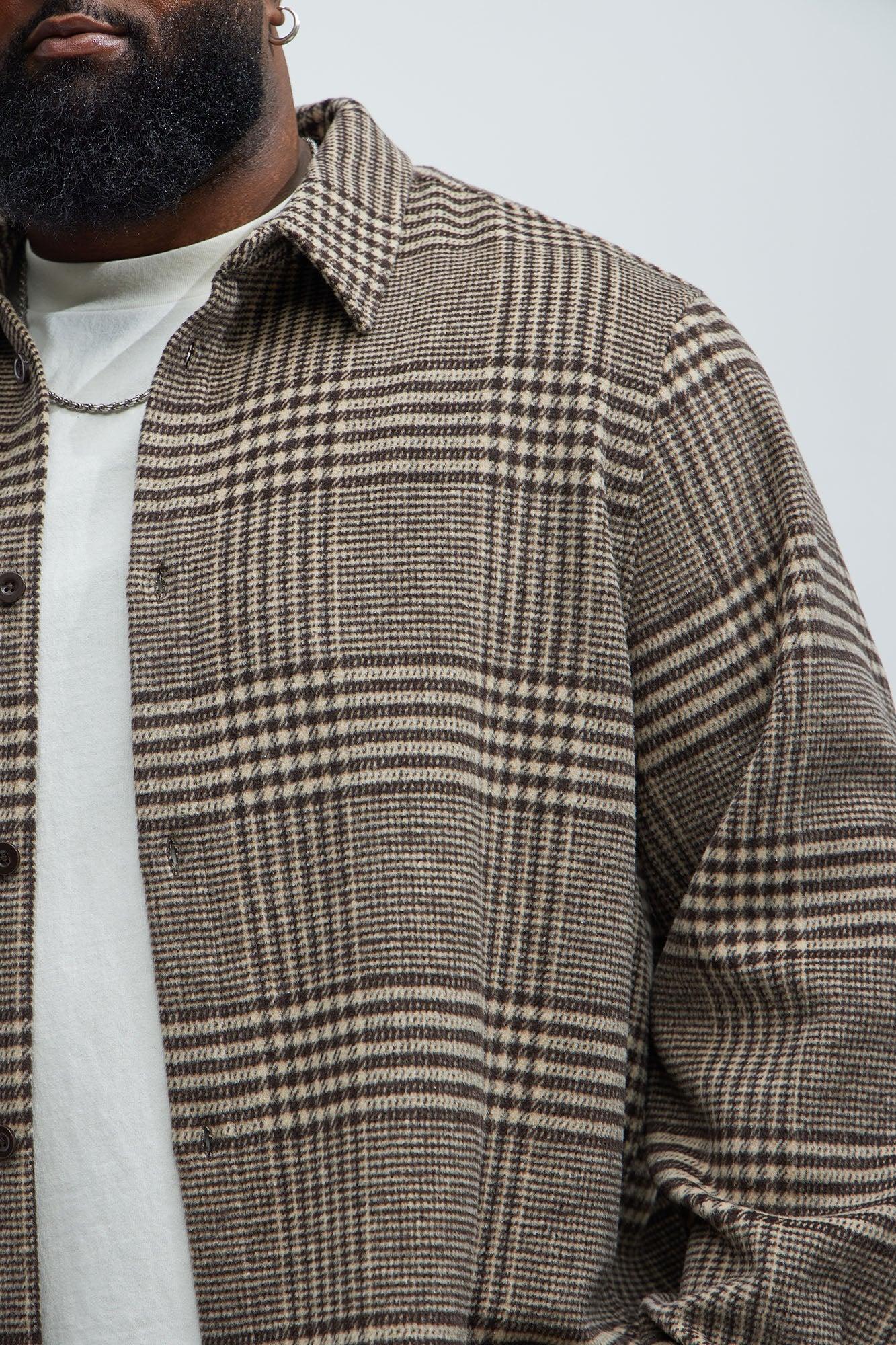 Be Forever Plaid Button Up Shirt - Brown/combo Product Image