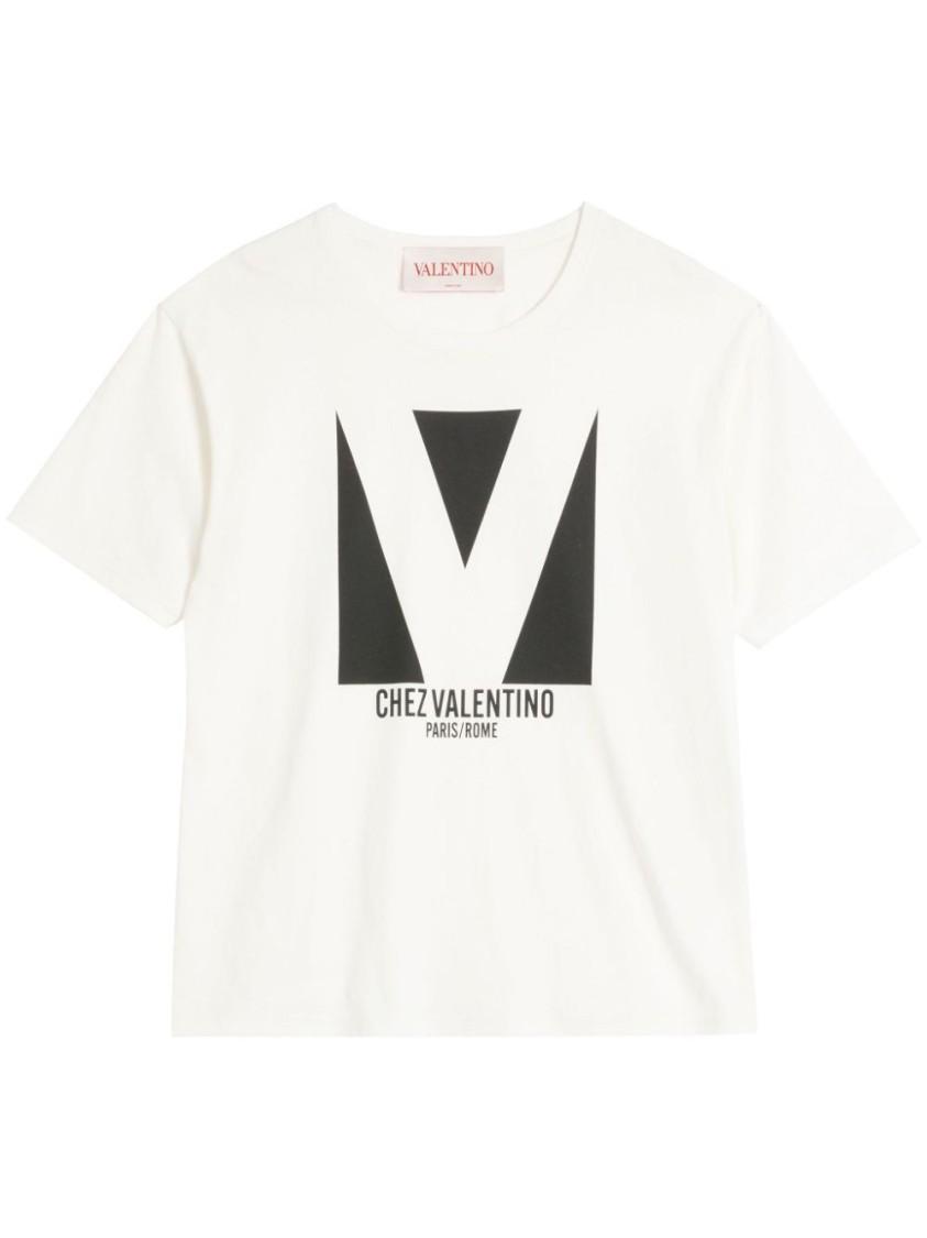 VALENTINO Mens Avorio Logo-print Crew-neck Cotton-jersey T-shirt Product Image