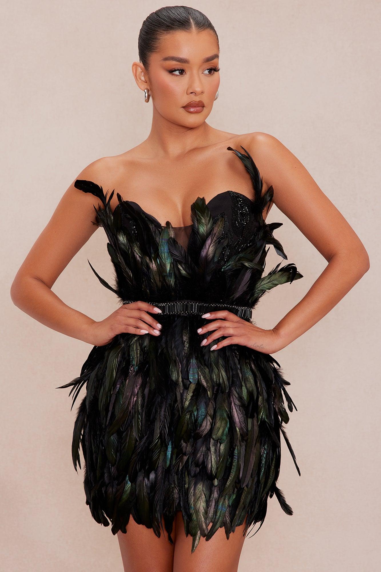 Leilani Feather Mini Dress - Black Product Image