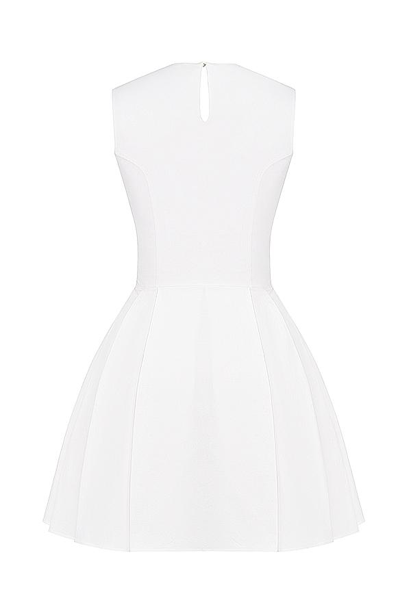 Claretta  white pleated cotton mini dress Product Image