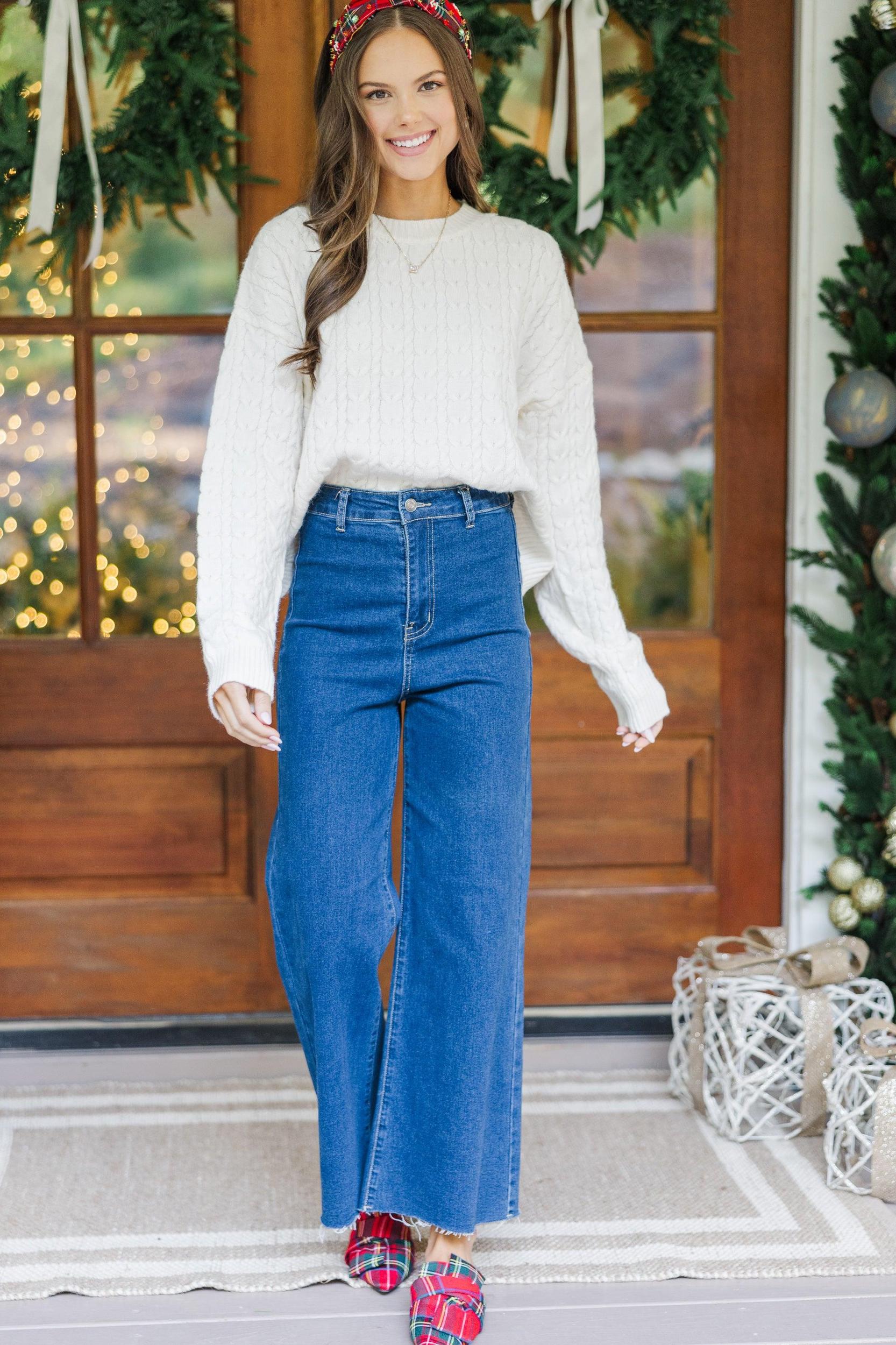 Tell Me Everything Cream Cable Knit Crop Sweater Female Product Image