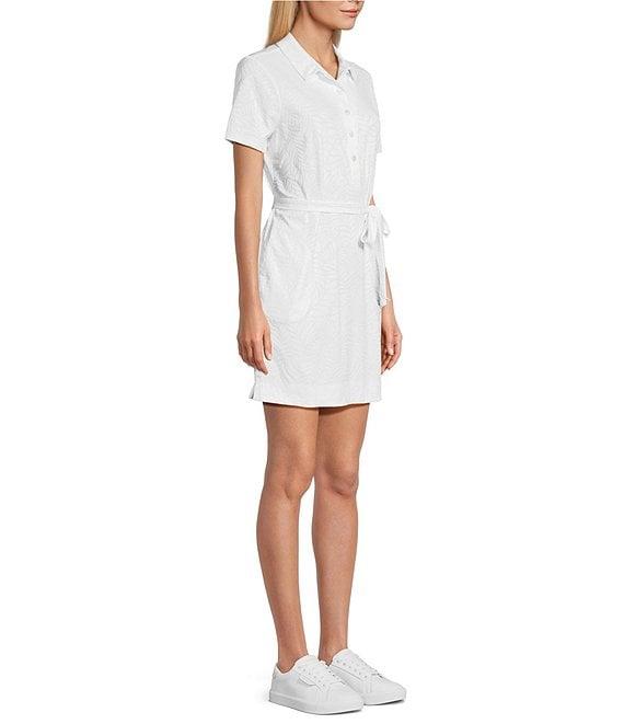 Tommy Bahama Aubrey IslandZone® Leaf Jacquard Polo Collar Short Sleeve Belted Dress Product Image
