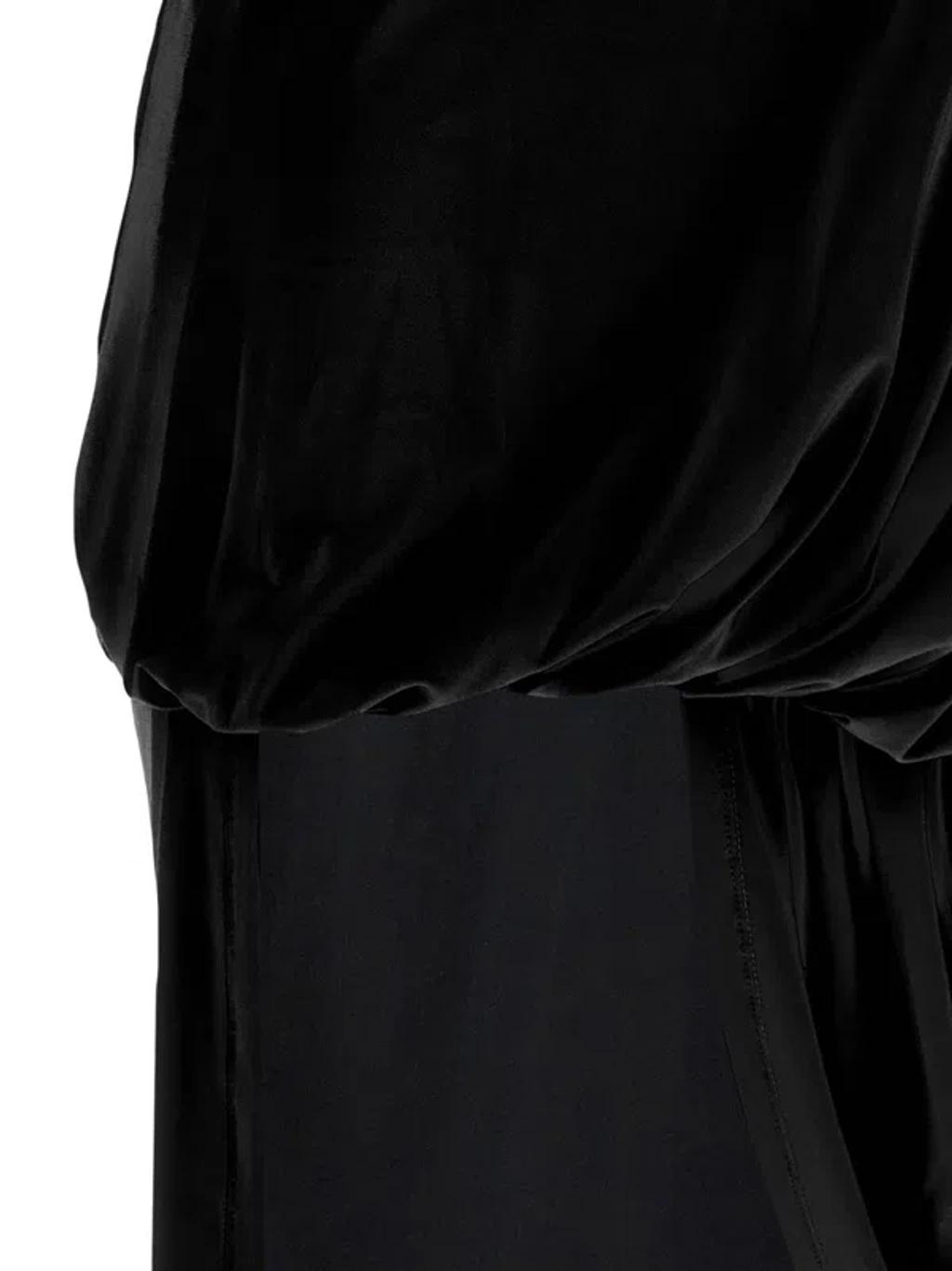 JACQUEMUS Draped Sleeveless Peplum Dress With Asymmetrical Hem In Black Product Image