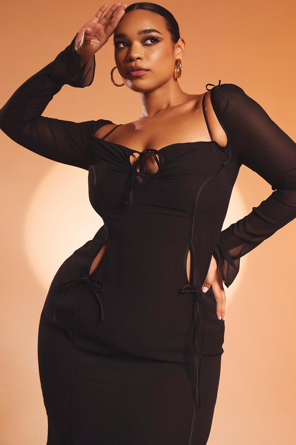 Ophelia  black cutout midi dress Product Image