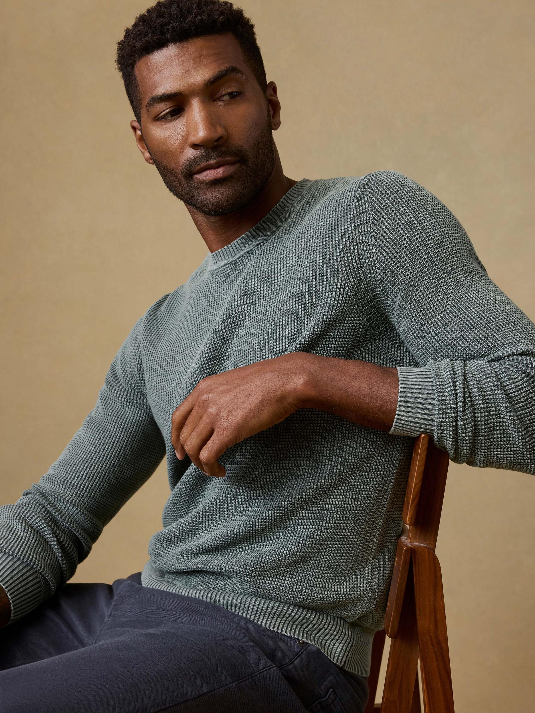 Sunwashed Crewneck Sweater - Mountain Olive Male Product Image