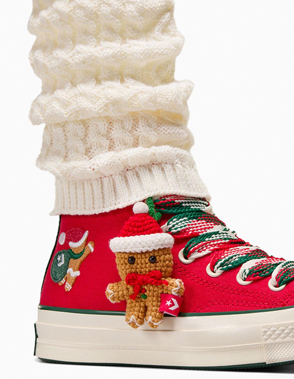 CONVERSE Chuck 70 Christmas High Top Womens Shoes - GREEN Product Image