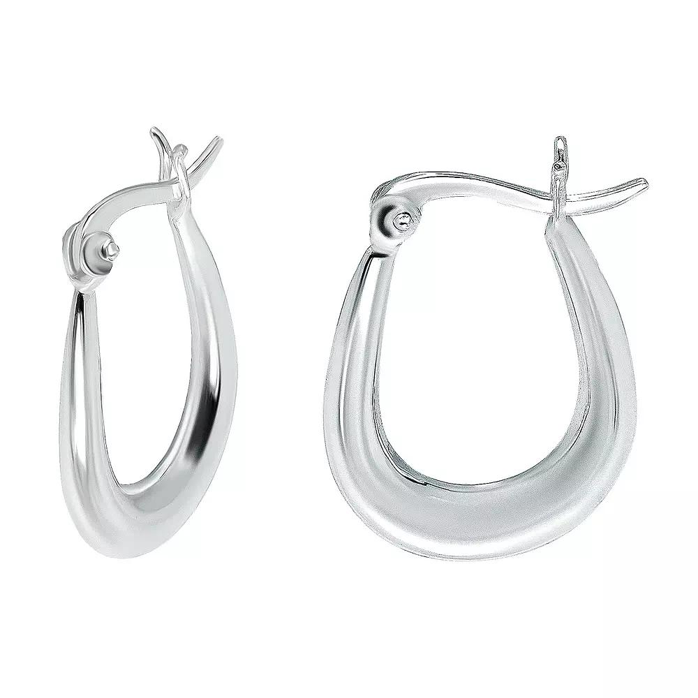 Aleure Precioso Sterling Silver 3 mm x 30 mm Oval Hoop Earrings, Women's, Size: 30MM Product Image