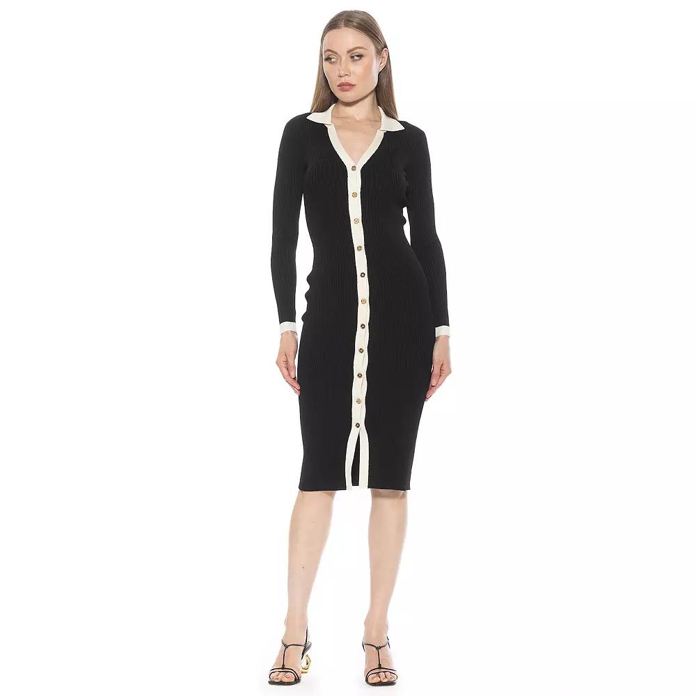 Women's ALEXIA ADMOR Cordelia Long Sleeve Knit Midi Dress, Size: Small, Camel Product Image