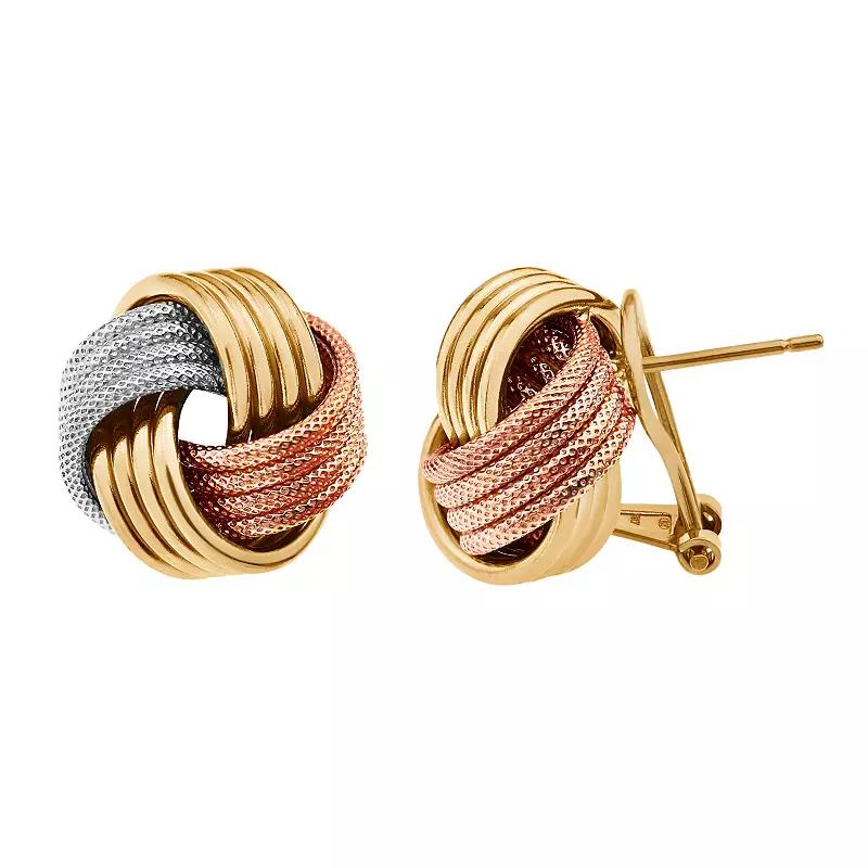 Jordan Blue Two Tone 14k Gold Over Silver & Sterling Silver Textured Love Knot Button Stud Earrings, Womens, Multicolor Product Image