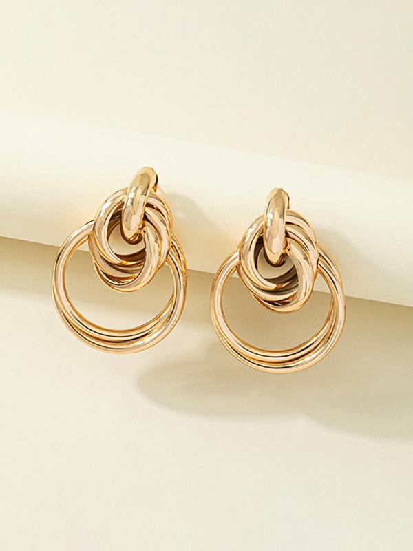 Geometric Hollow Shiny Earrings Accessories Product Image
