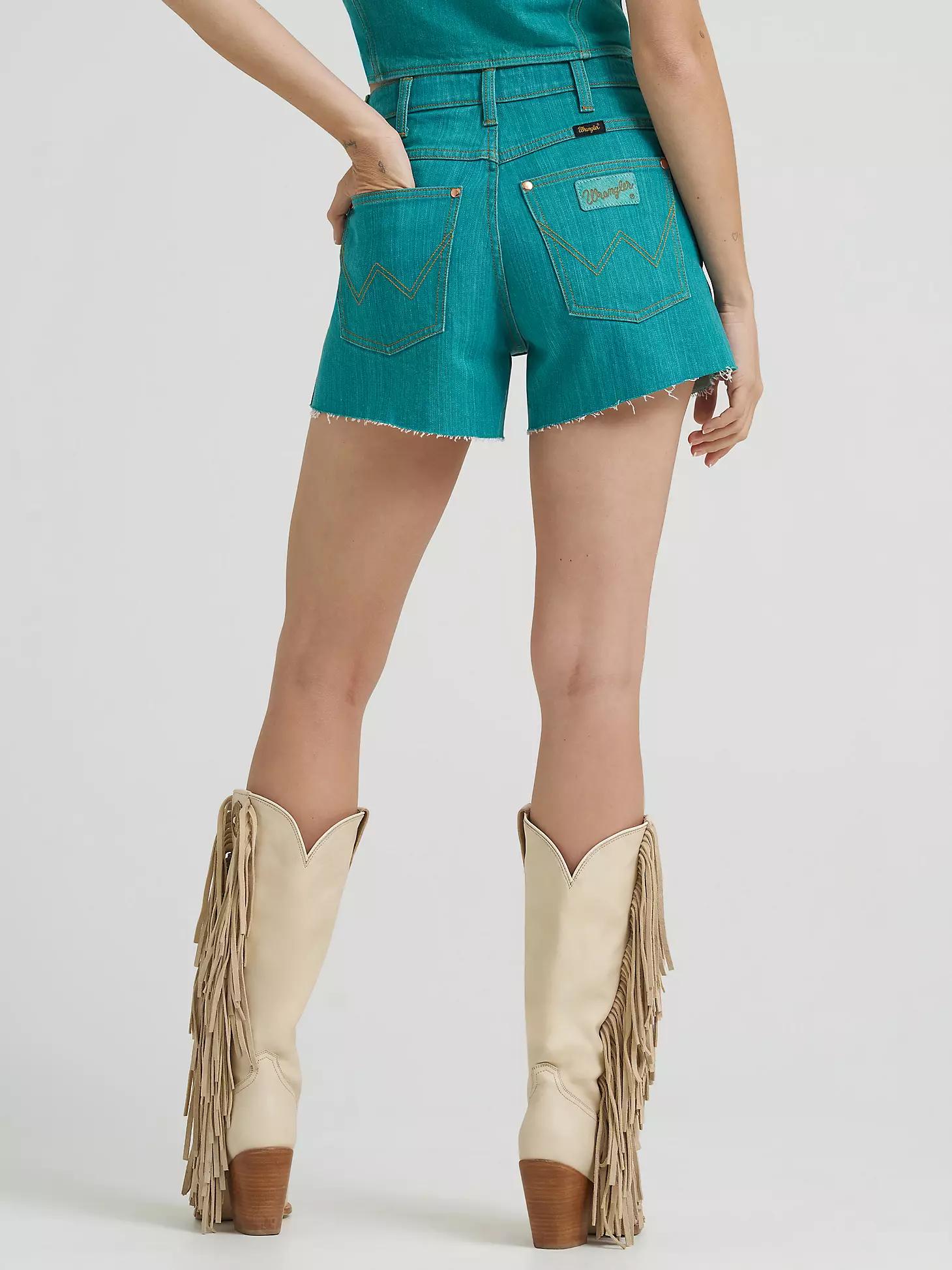 Lainey Wilson x Wrangler Turquoise Denim Short | Women's SHORTS & SKIRTS | Wrangler® Product Image