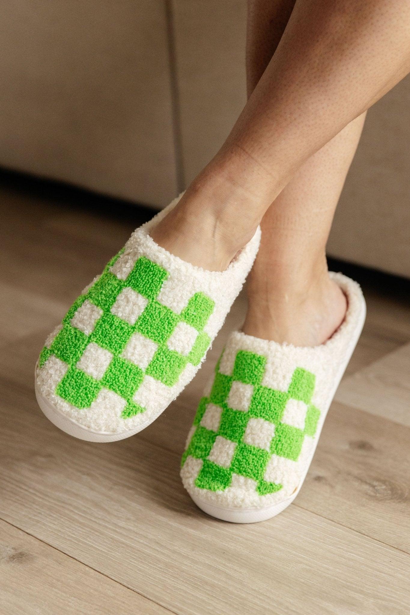Checked Out Slippers in Green (Online Exclusive) Product Image