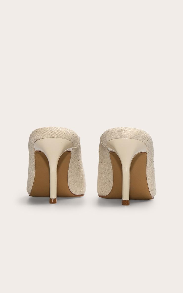 Natural Woven Point Toe Mid Stiletto Heeled Court Mules Product Image