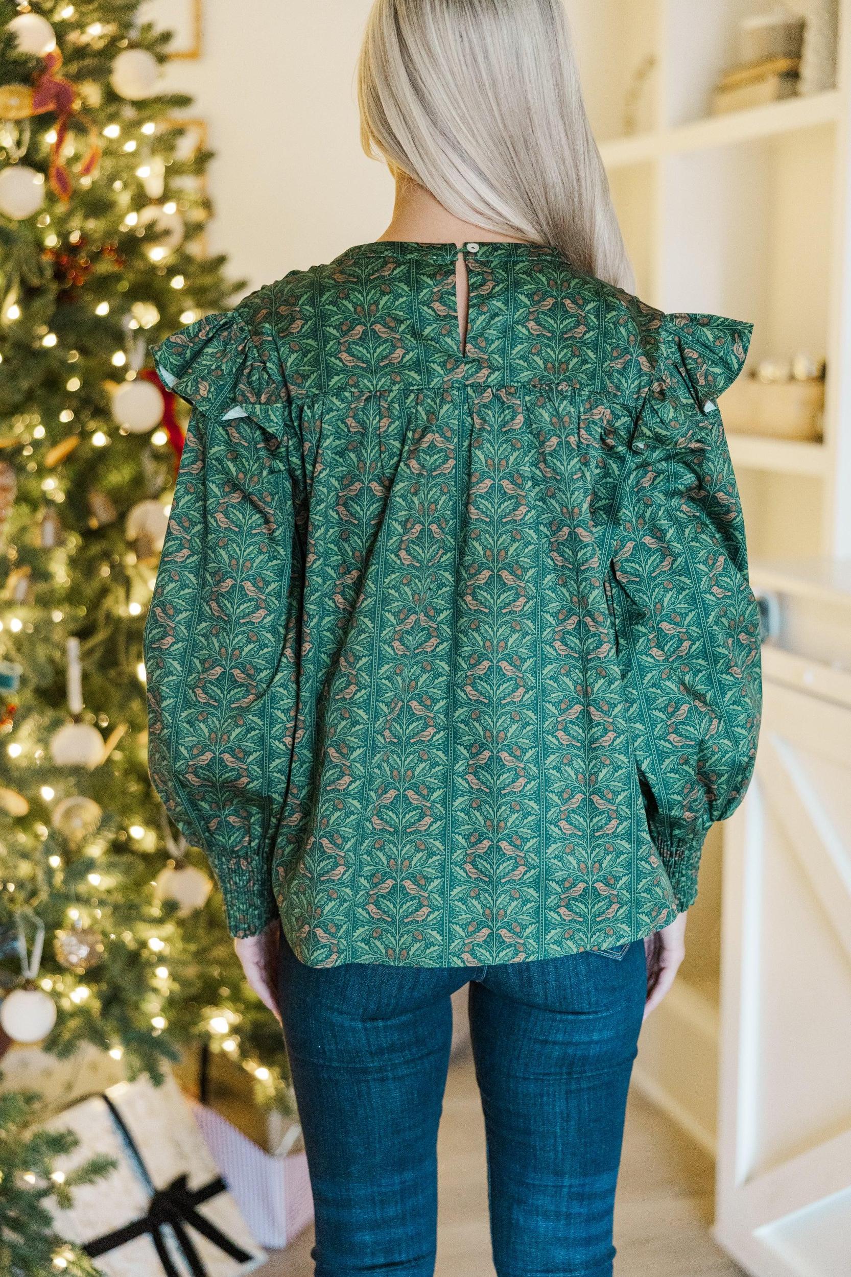 Get A Move On Olive Green Floral Blouse Female Product Image