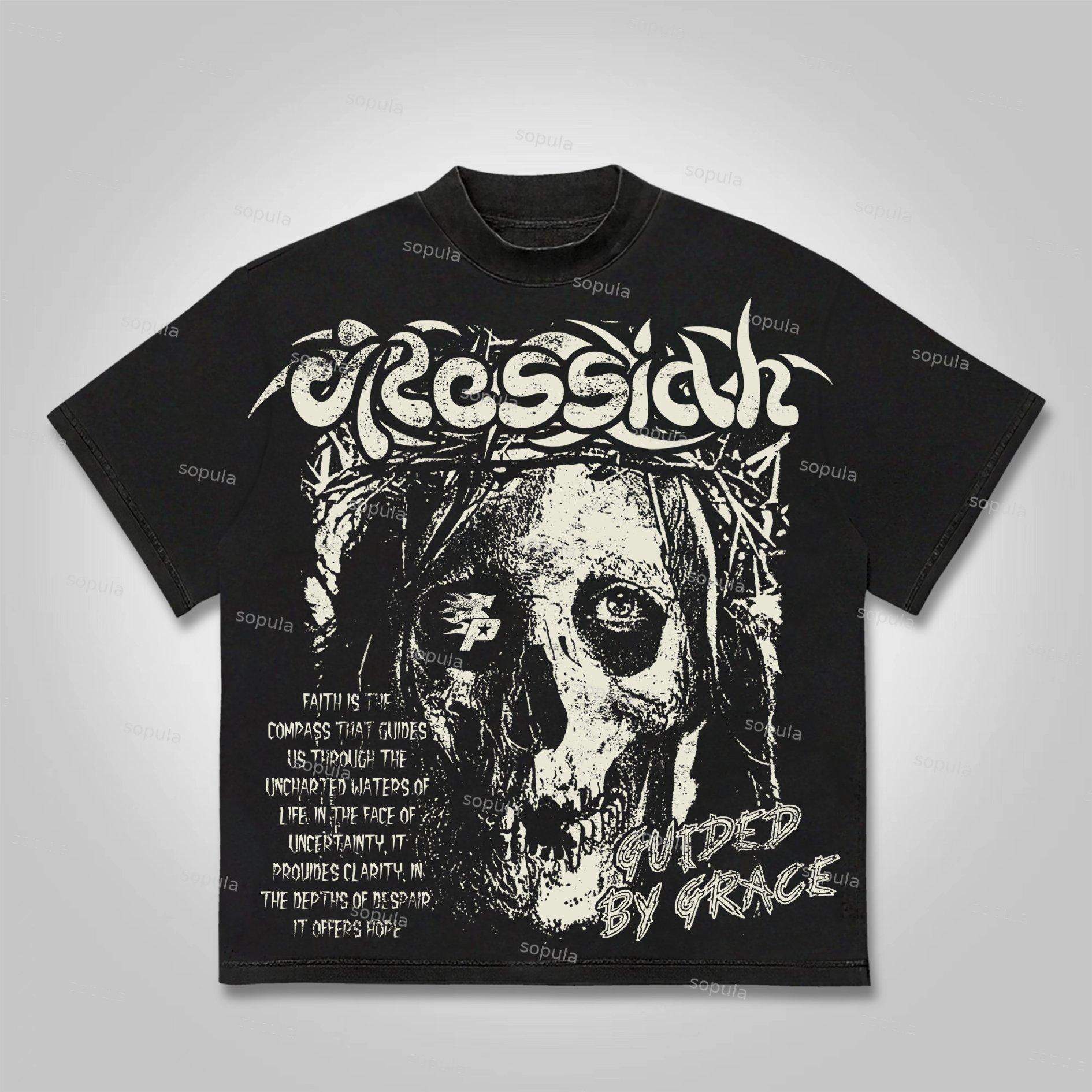 Sopula Vintage Skull Jesus Faith Graphic Cotton T-shirt Product Image