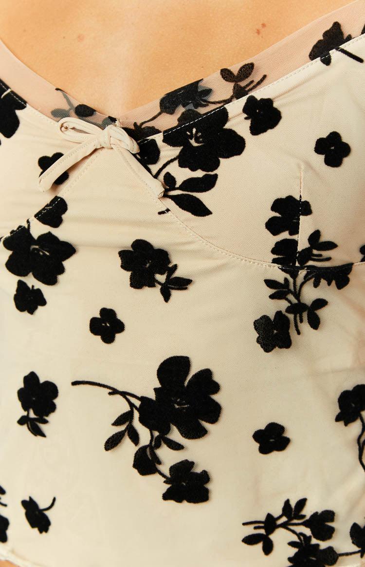 Dylan Black and Beige Mesh Top Product Image