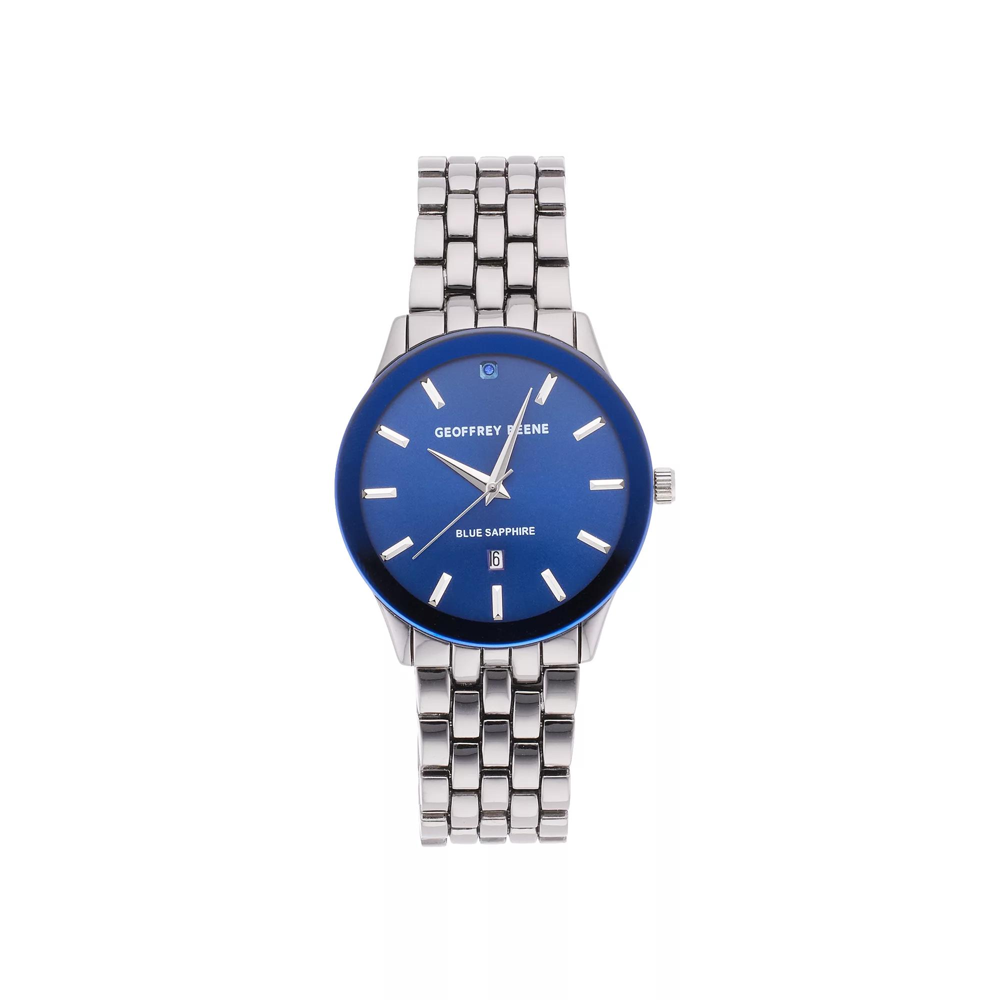 Geoffrey Beene Men's Genuine Blue Sapphire Bracelet Watch, Size: Large, Grey Product Image