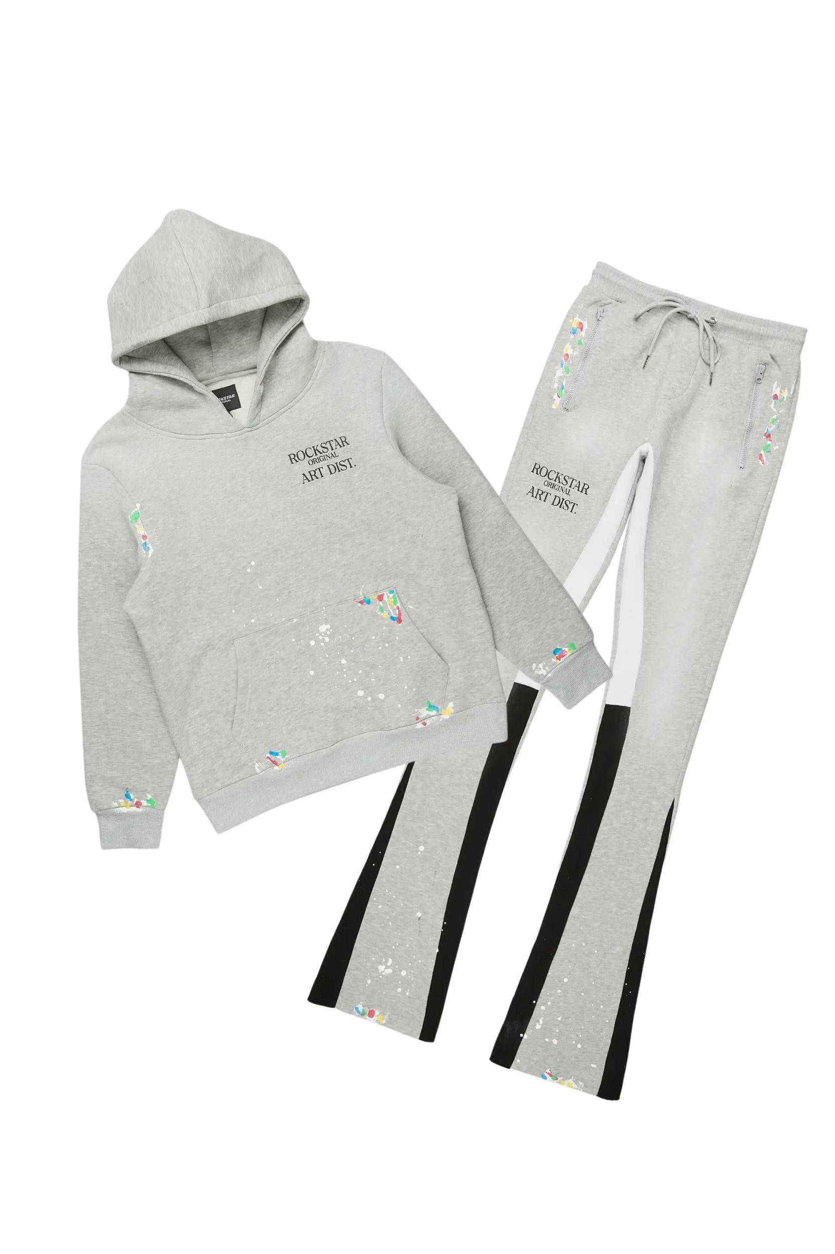 Rockstar Art Dist. Heather Grey Hoodie/Stacked Flare Set Male Product Image