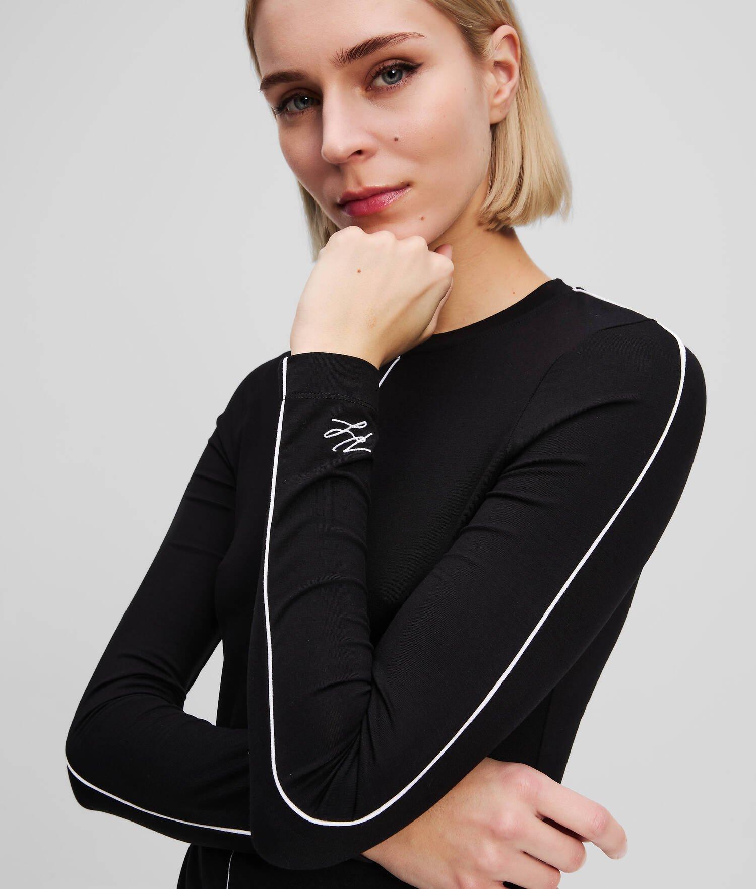 CONTRAST PIPING LONG-SLEEVED TOP Product Image