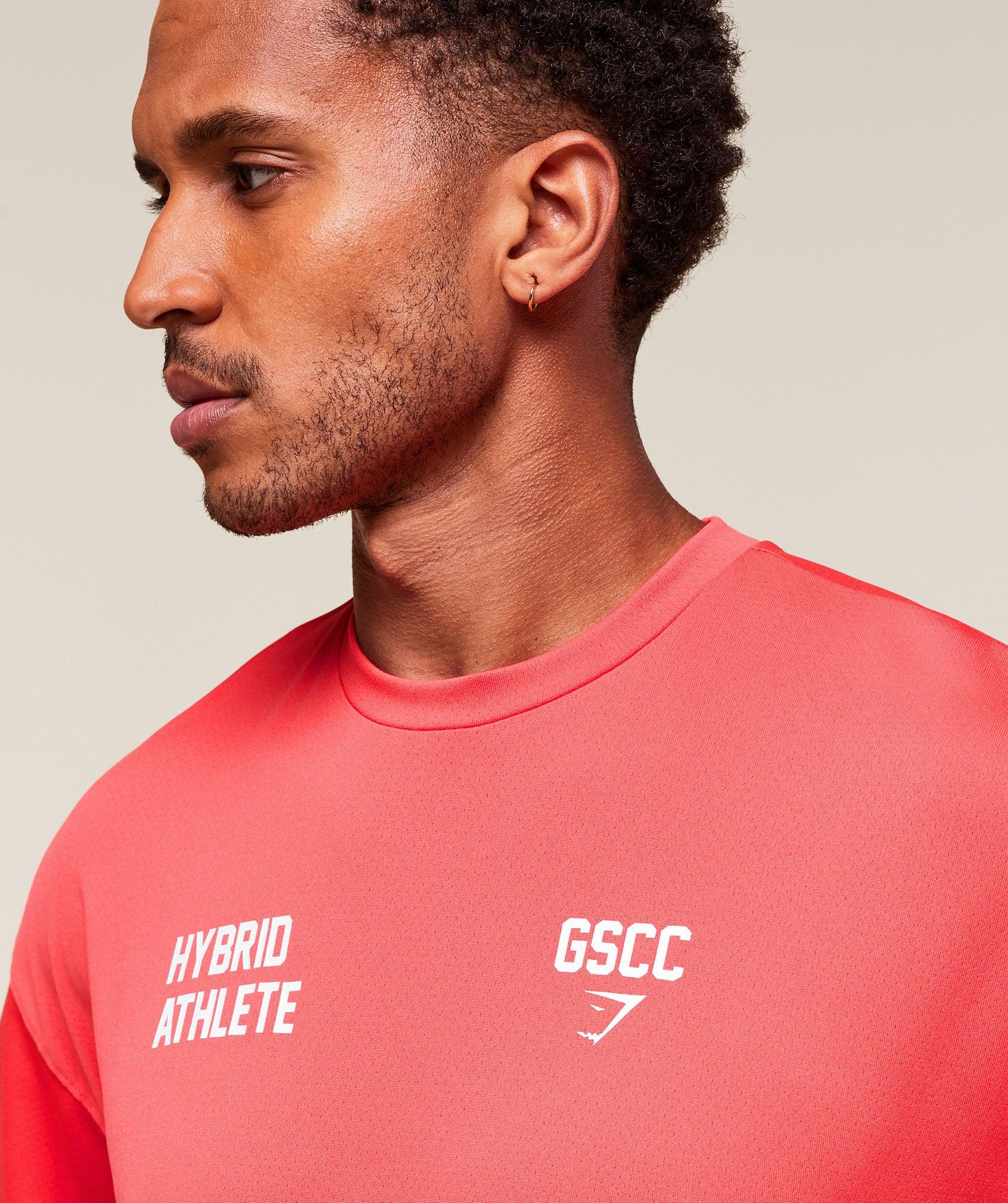 Gymshark Hybrid Athlete T-Shirt - Coral Red Male Product Image