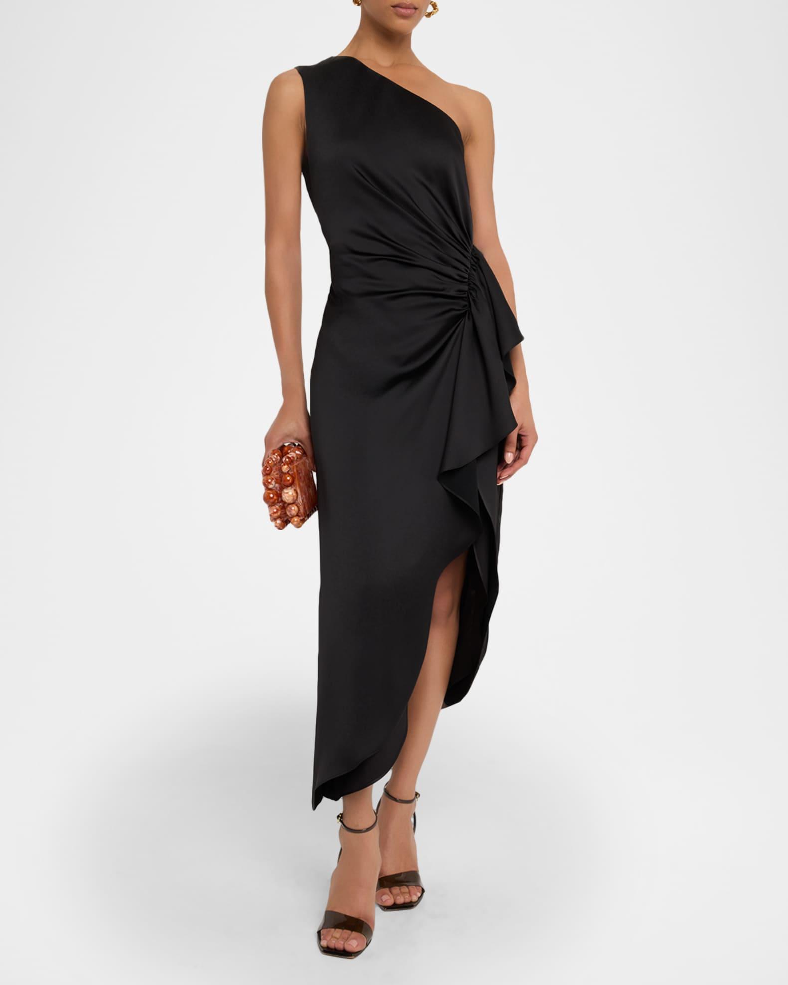 Malika Draped One-Shoulder Midi Dress Product Image