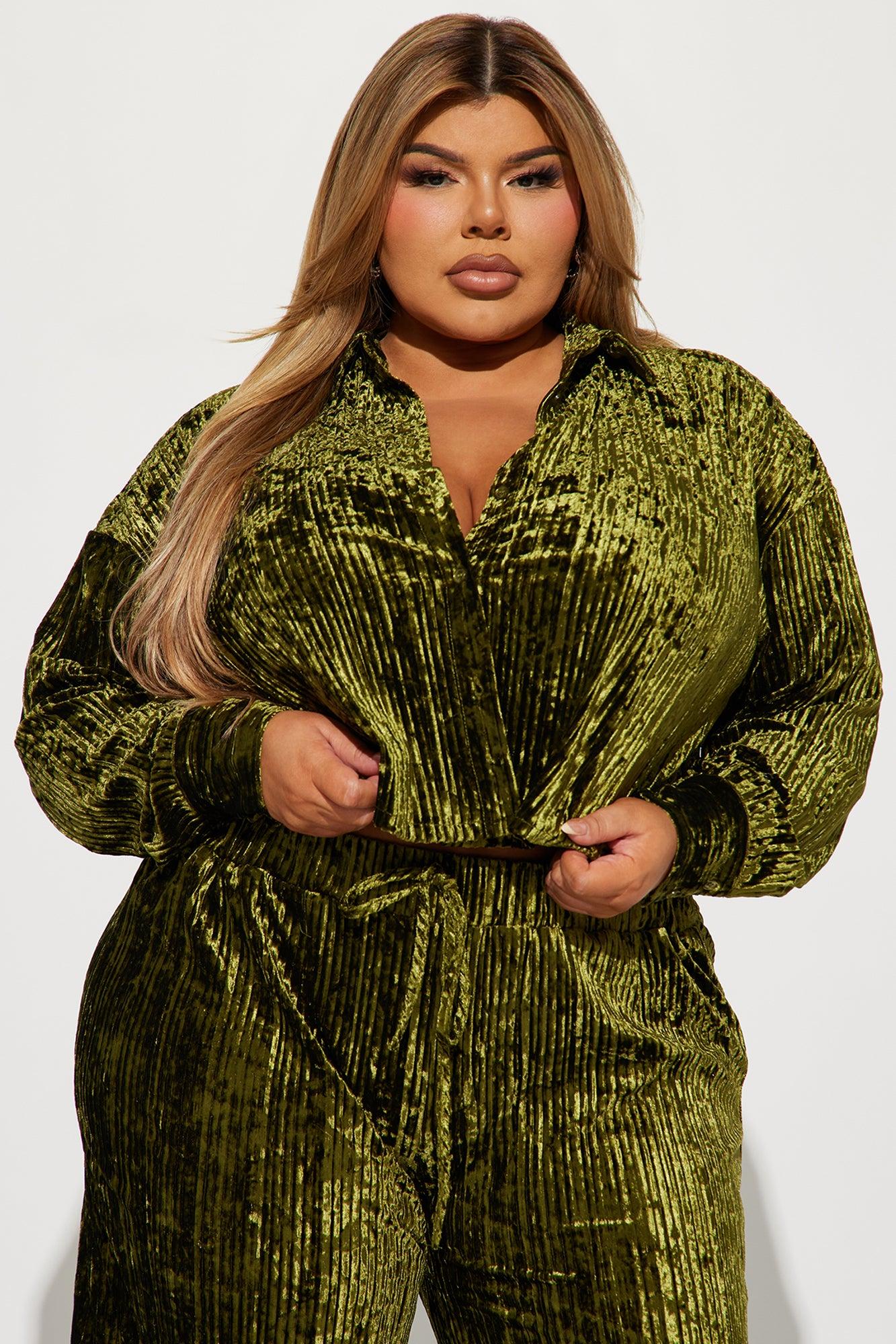 Masey Velvet Pant Set - Olive Product Image