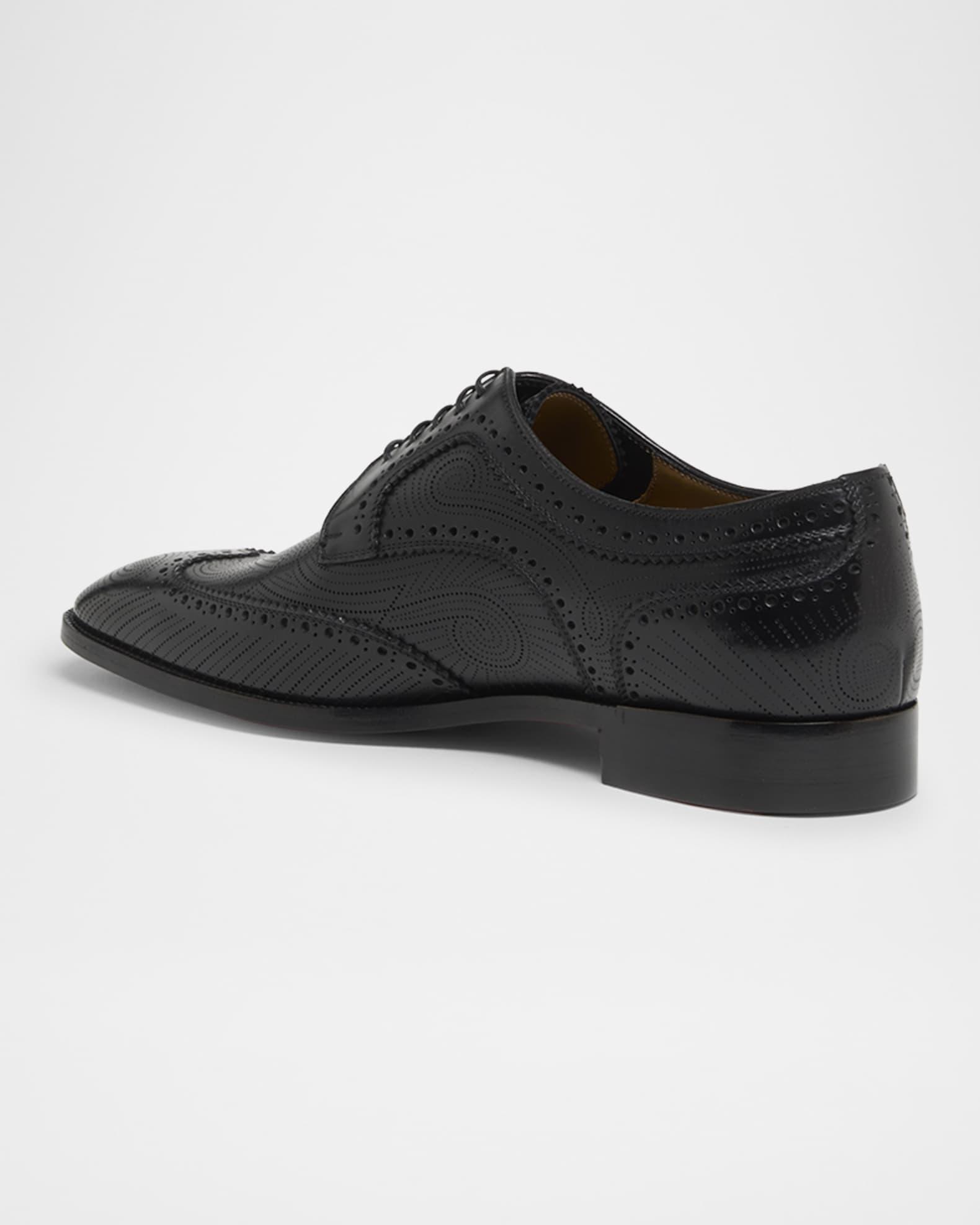 Men's Grave Patterned Leather Derby Shoes Product Image