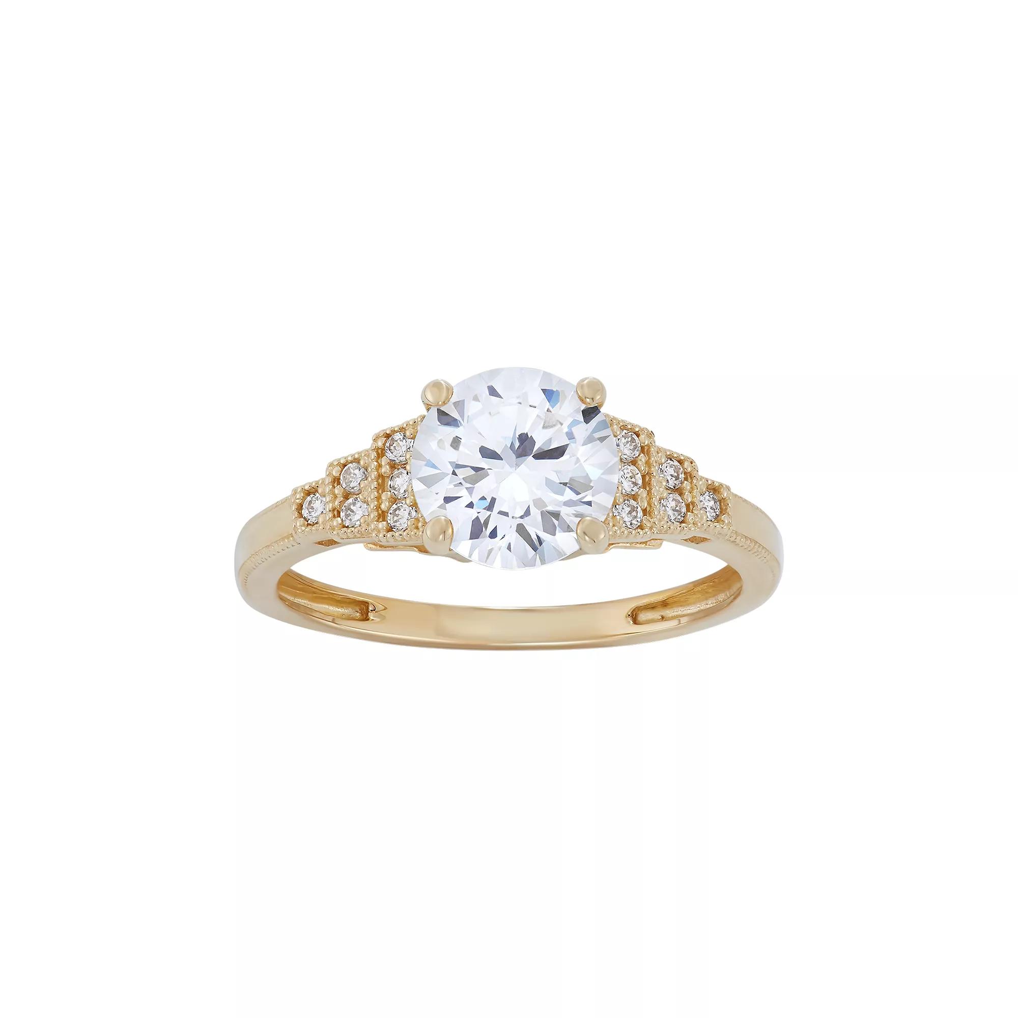 Designs by Gioelli Cubic Zirconia Engagement Ring in 10k Gold, Women's, Size: 6, White Product Image