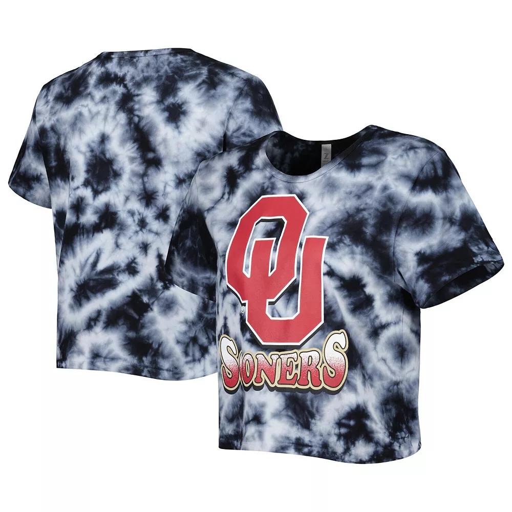 Women's ZooZatz Black Oklahoma Sooners Cloud-Dye Cropped T-Shirt, Size: Medium Product Image