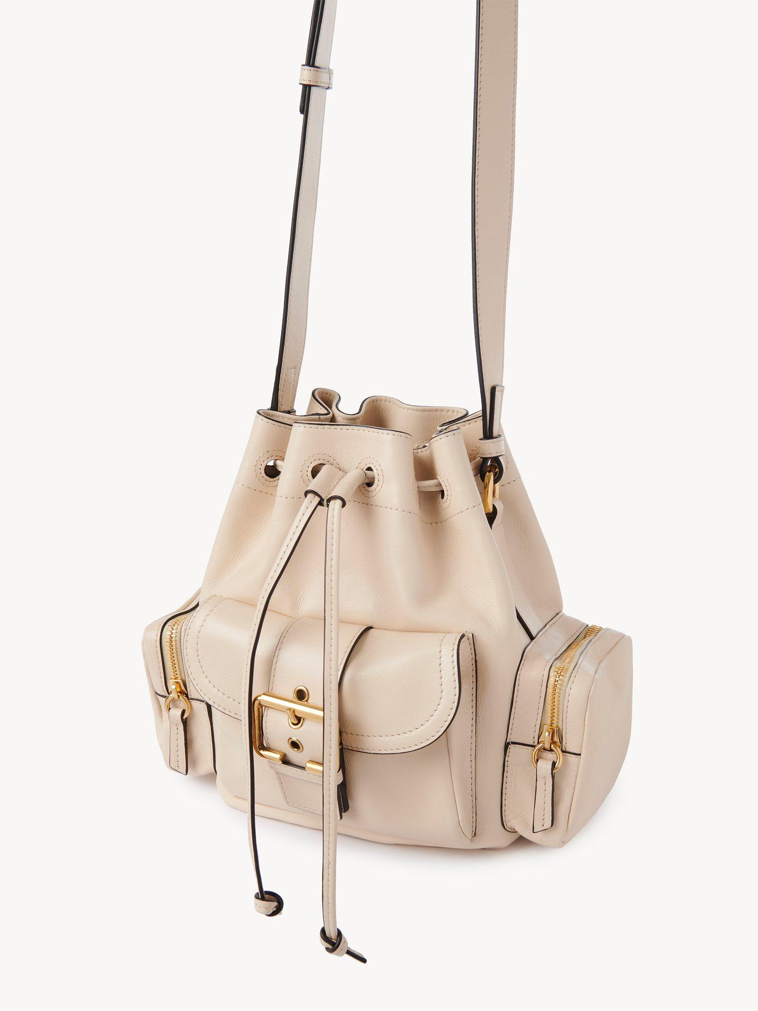 Camera Bucket bag in shiny leather Product Image