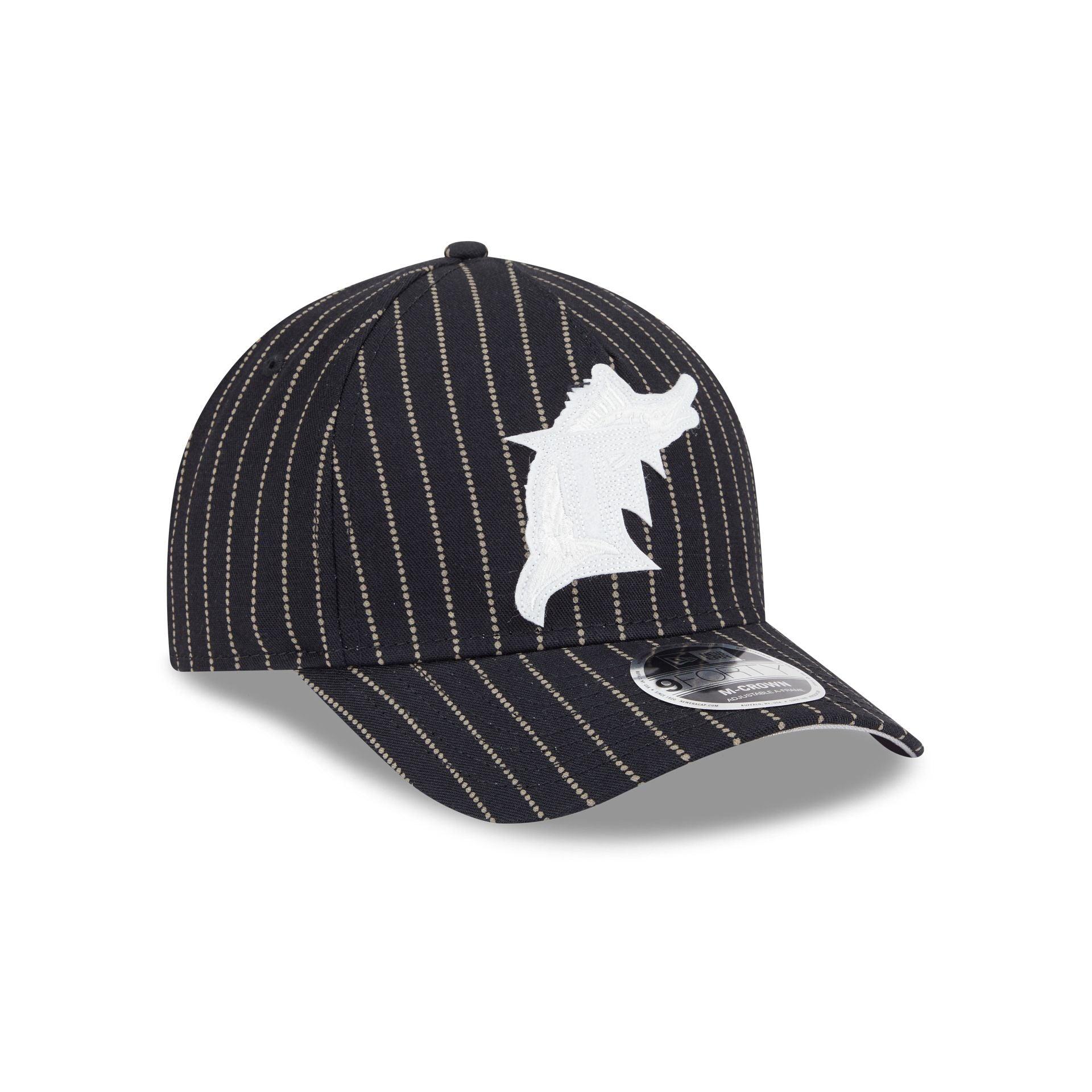 Miami Marlins Dotted Pinstripe 9FORTY M-Crown A-Frame Adjustable Hat Male Product Image
