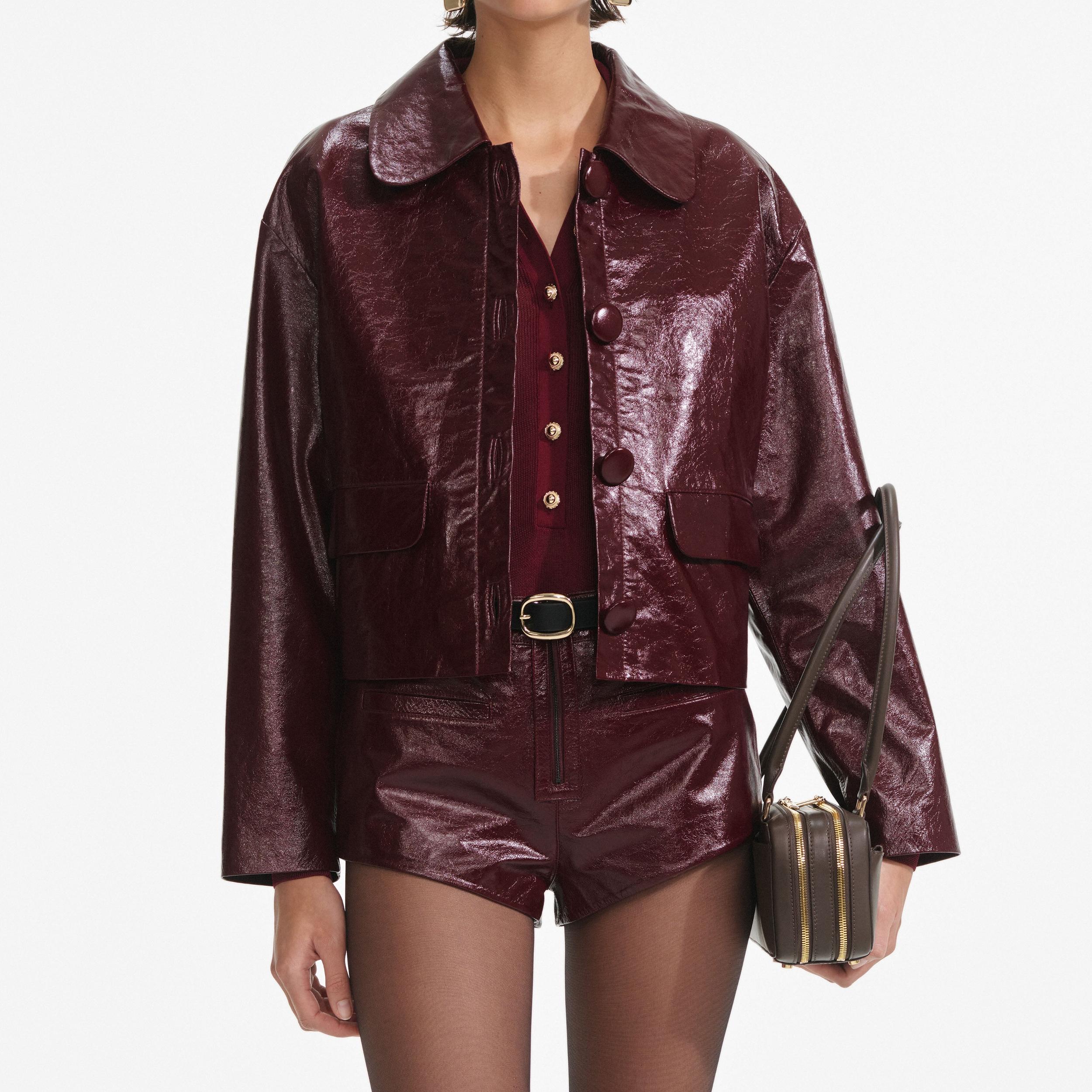 Burgundy Leather  Jacket Product Image