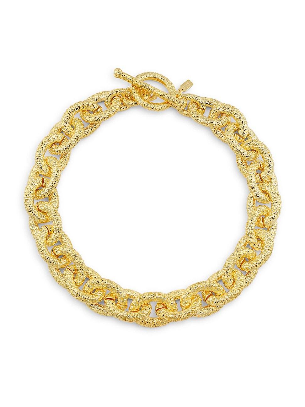 Womens Goldtone Textured Link Necklace Product Image