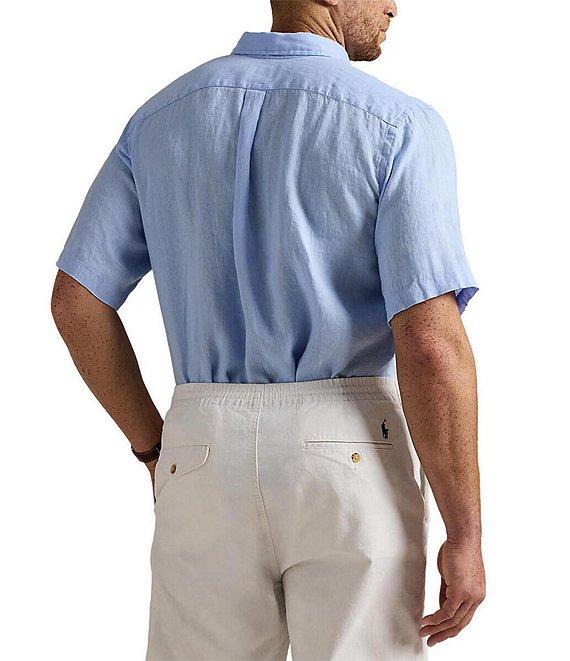 Polo Ralph Lauren Big & Tall Solid Linen Short Sleeve Woven Shirt Product Image