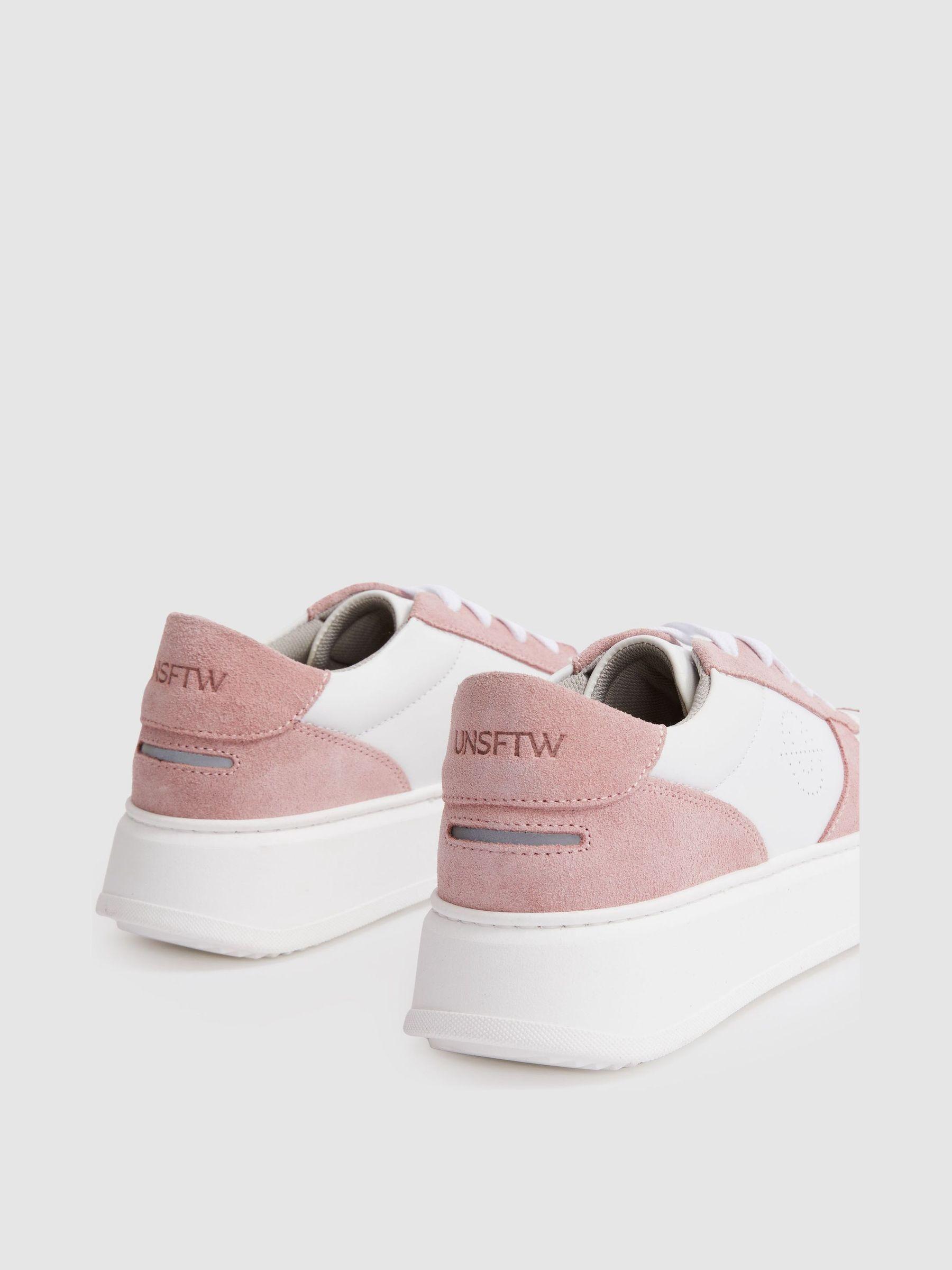 Unseen Footwear Suede and Leather Trainers in Pink/White Product Image