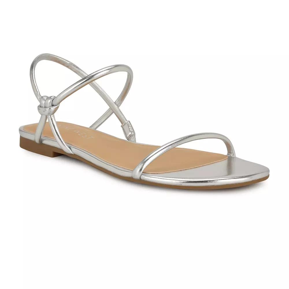 Nine West Women's Menson Flat Round Toe Casual Sandals, Size: 12, Silver Product Image