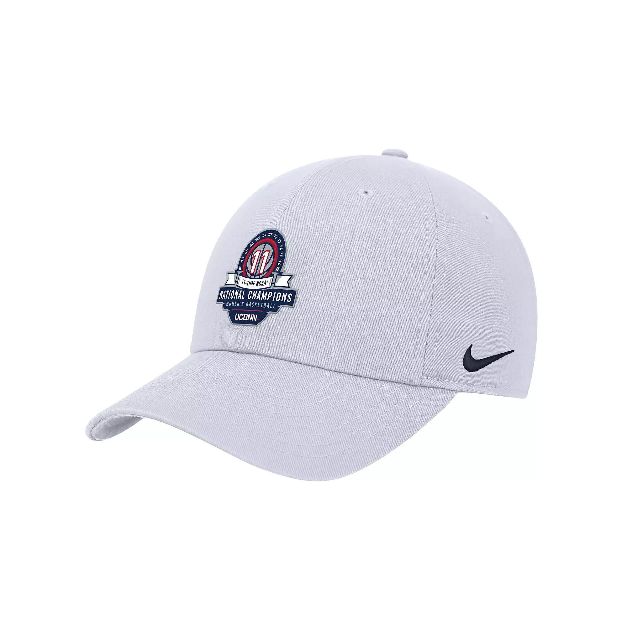 Men's Nike White UConn Huskies 11-Time NCAA Champions Club Adjustable Hat Product Image