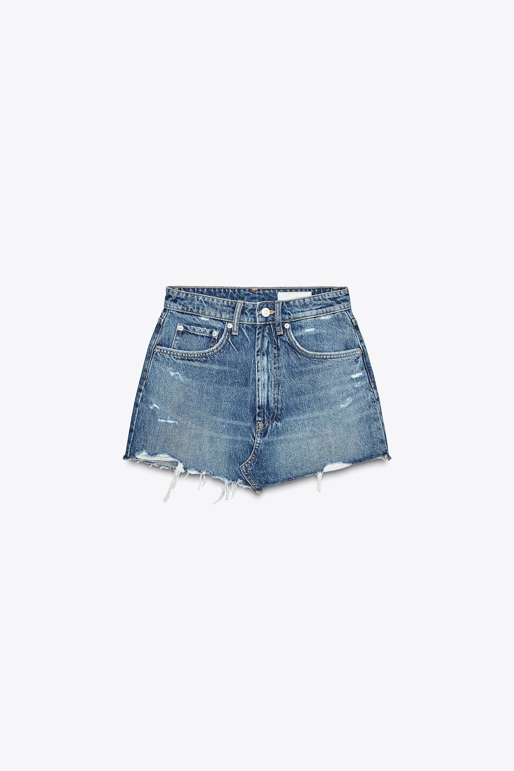 DENIM TRF RIPPED MINI SKIRT Product Image