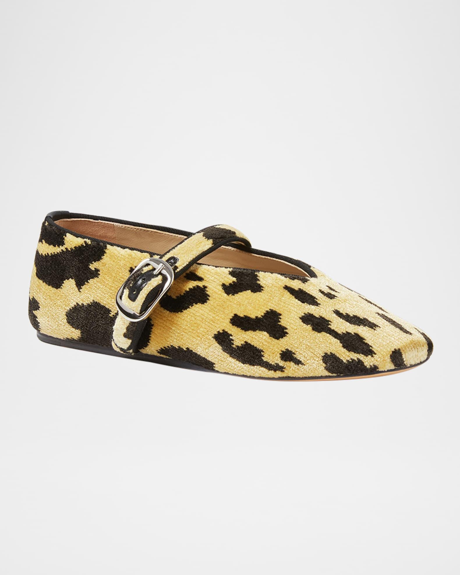 Stella Leopard Velvet Ballerina Flats Product Image