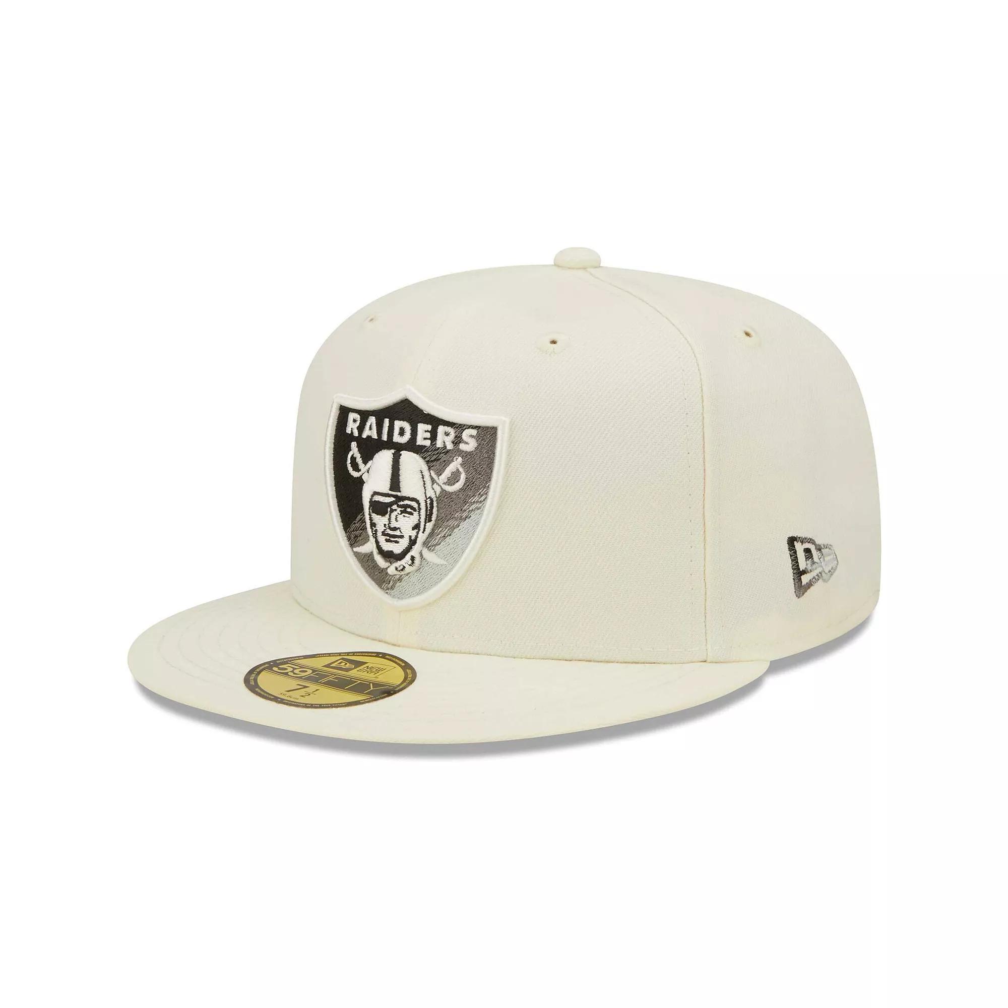 Men's New Era Cream Las Vegas Raiders Chrome Dim 59FIFTY Fitted Hat, Size: 7 7/8, Lvr Beige Product Image