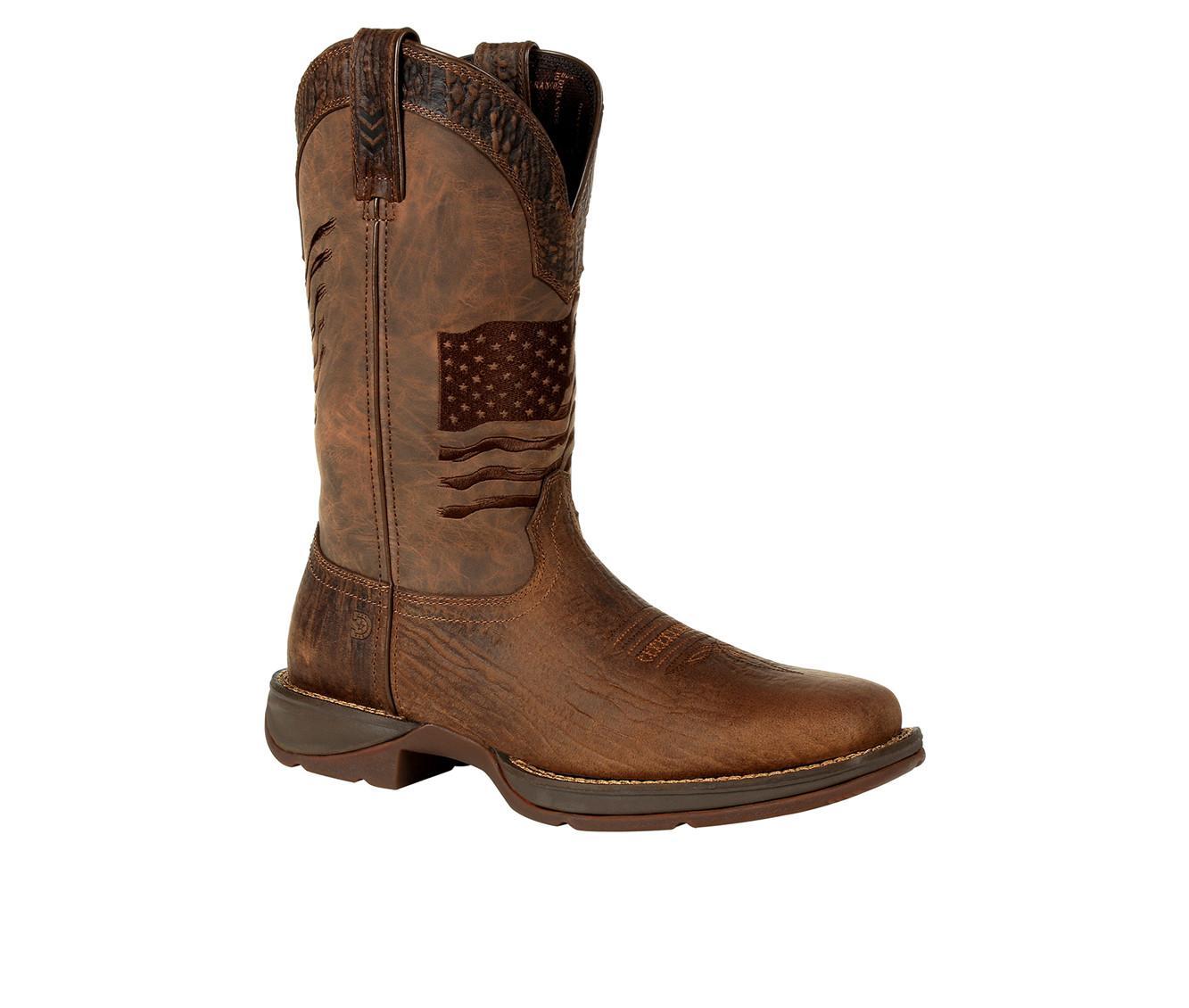 Men's Durango Rebel Brown Distressed Flag Embroidery Western Boots Product Image