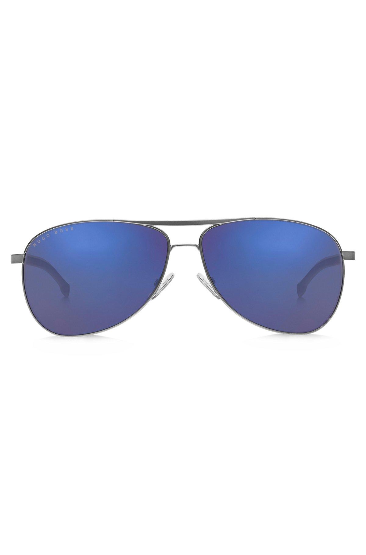 BOSS - Sporty metal sunglasses with blue accents Product Image