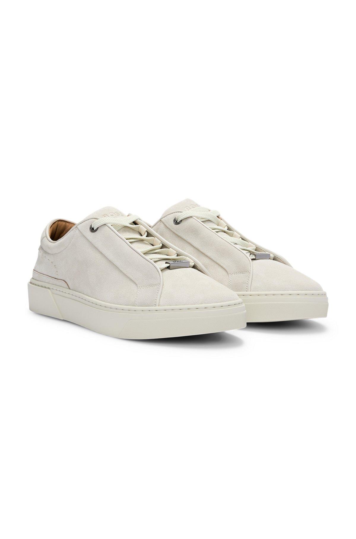 BOSS - Gary low-top trainers in suede - White Product Image