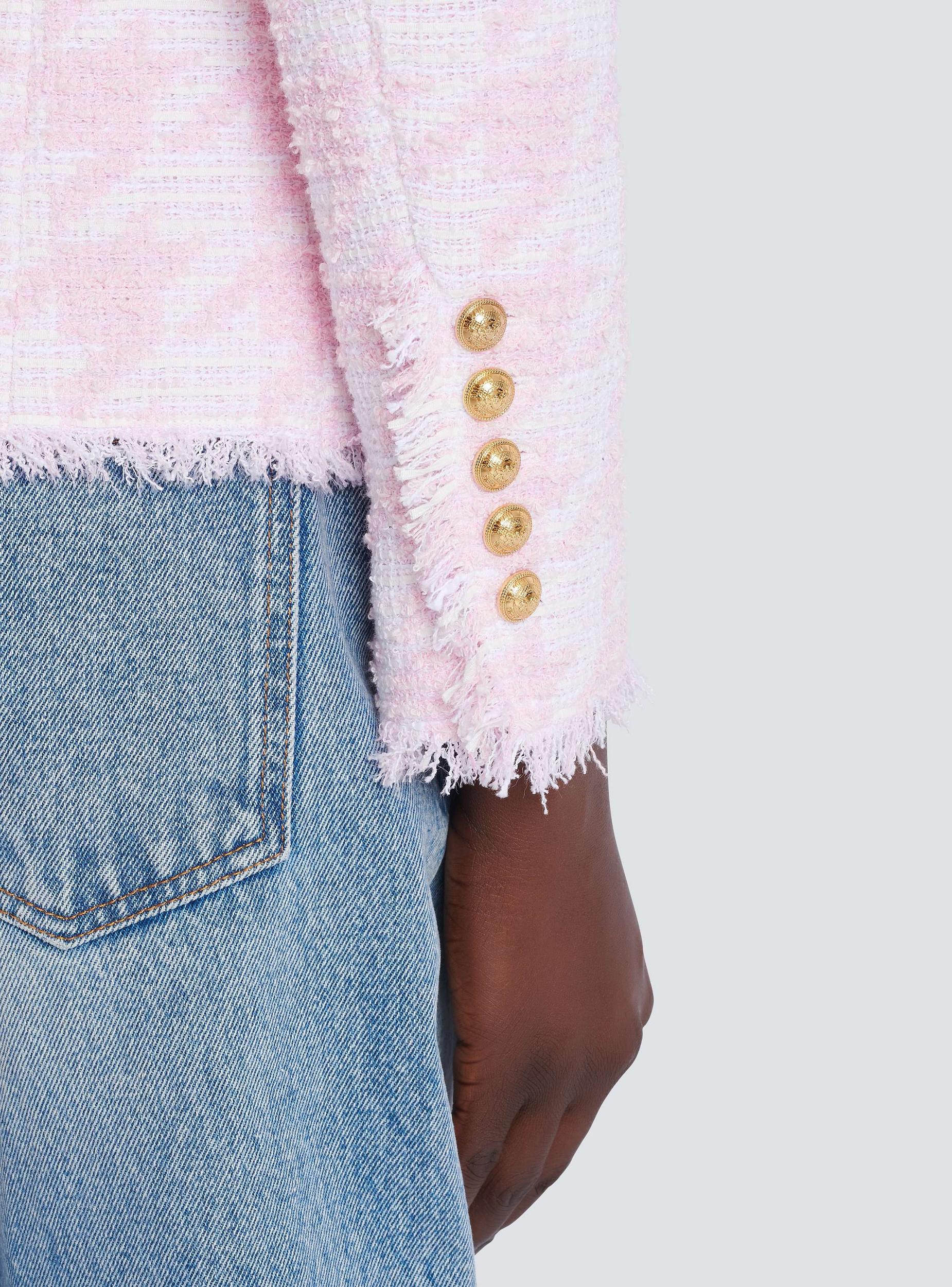 6-button houndstooth tweed fitted jacket Product Image