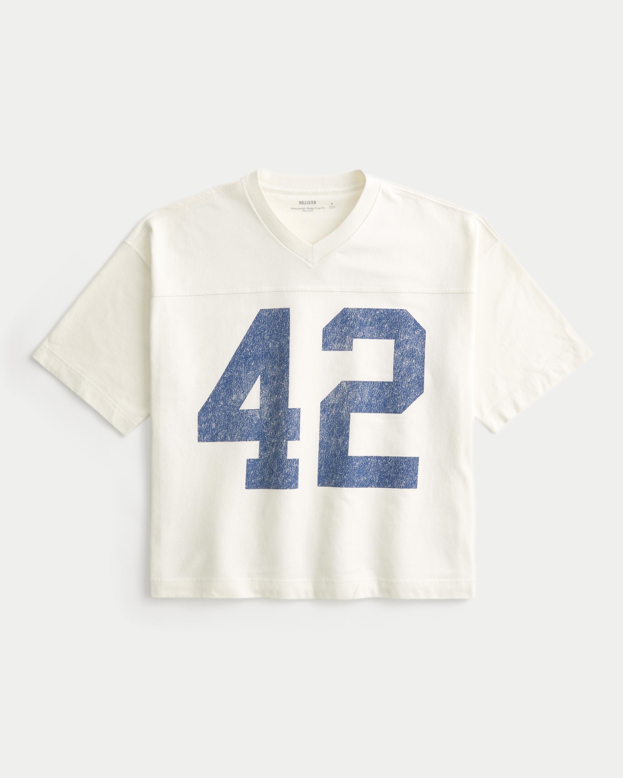 Heavyweight Baggy Crop Varsity Graphic Football Tee Product Image