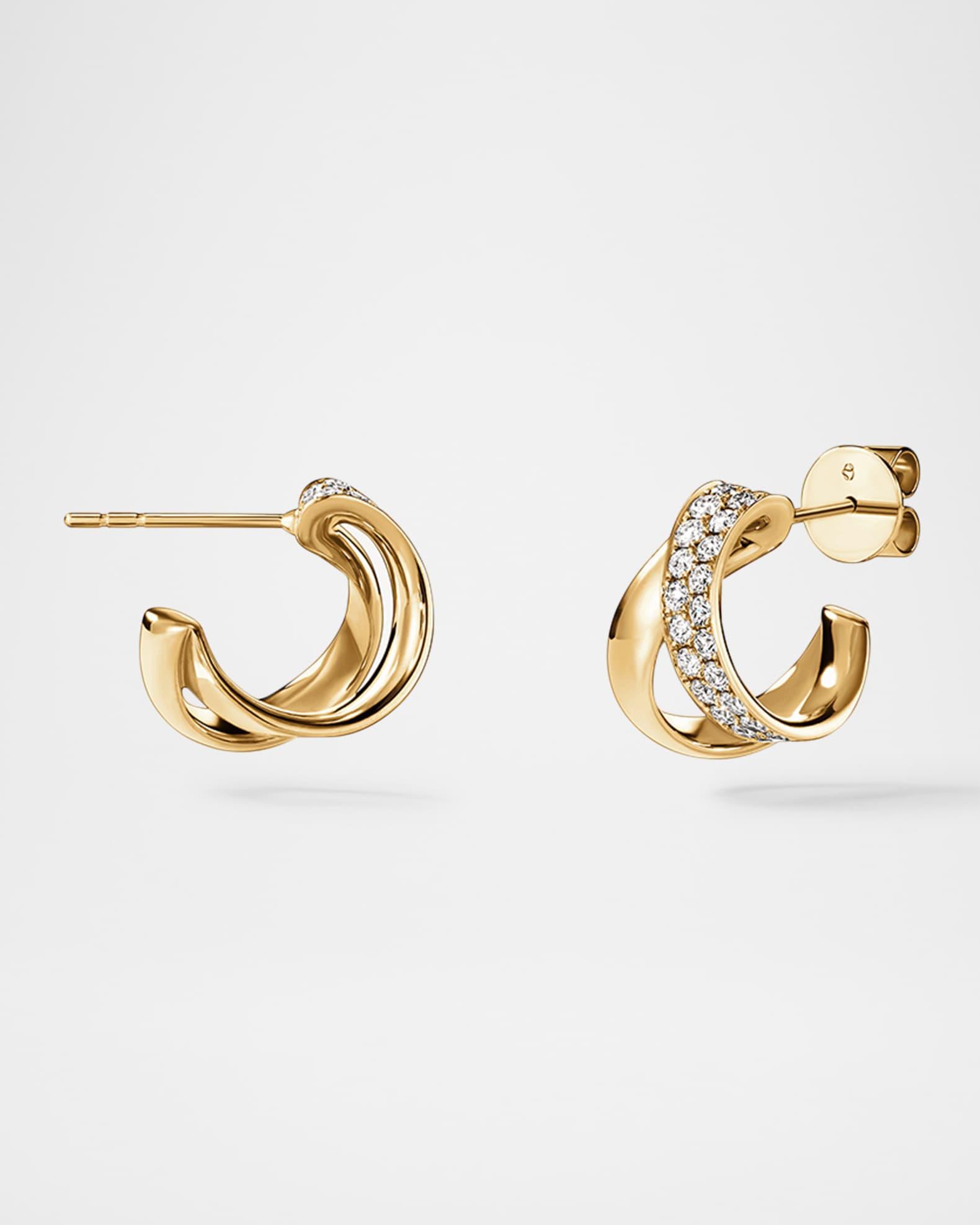 18K Yellow Gold Inside Out Spiral Diamond Earrings Product Image