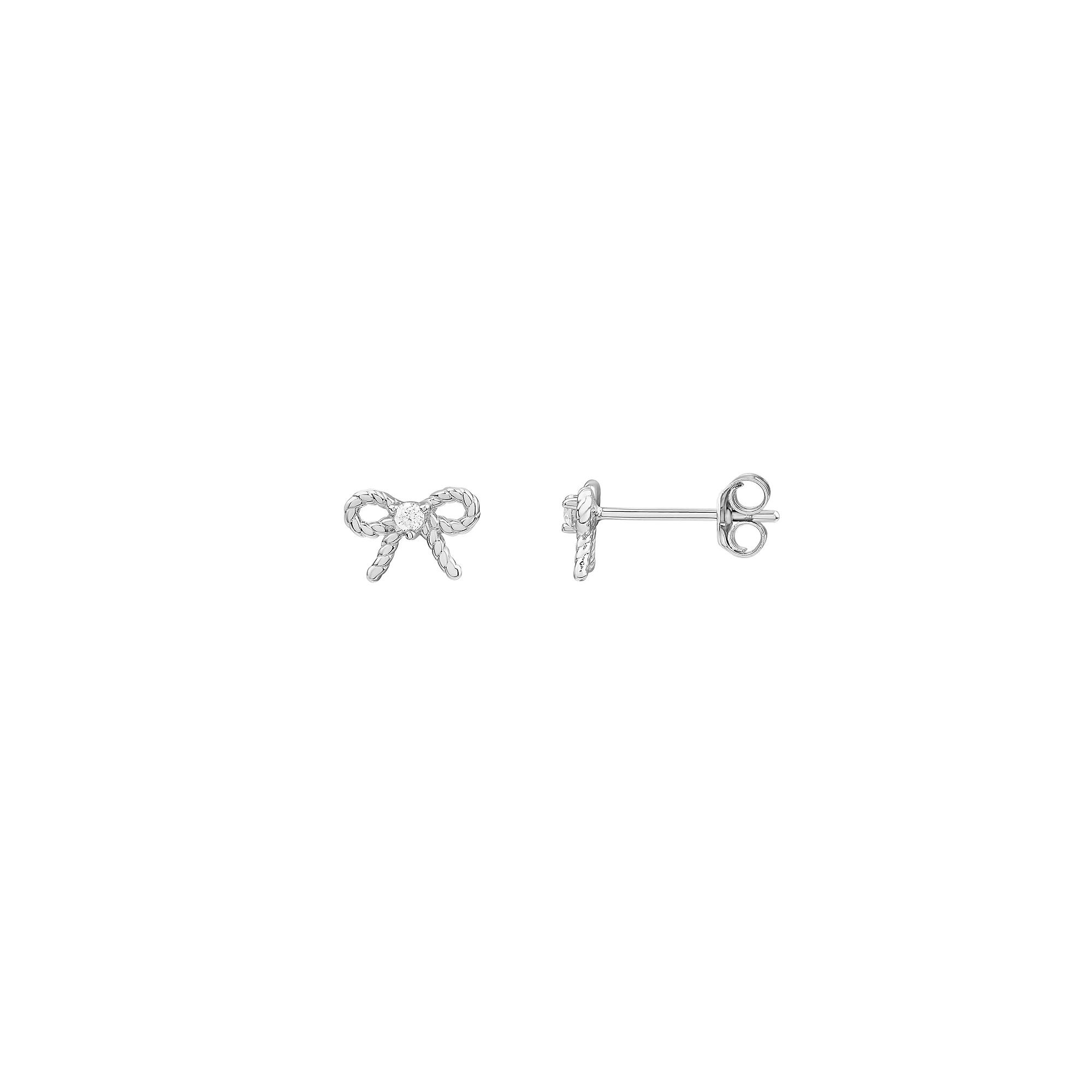 PRIMROSE Sterling Silver Cubic Zirconia Bow Stud Earrings, Women's, Sterling Clear Product Image