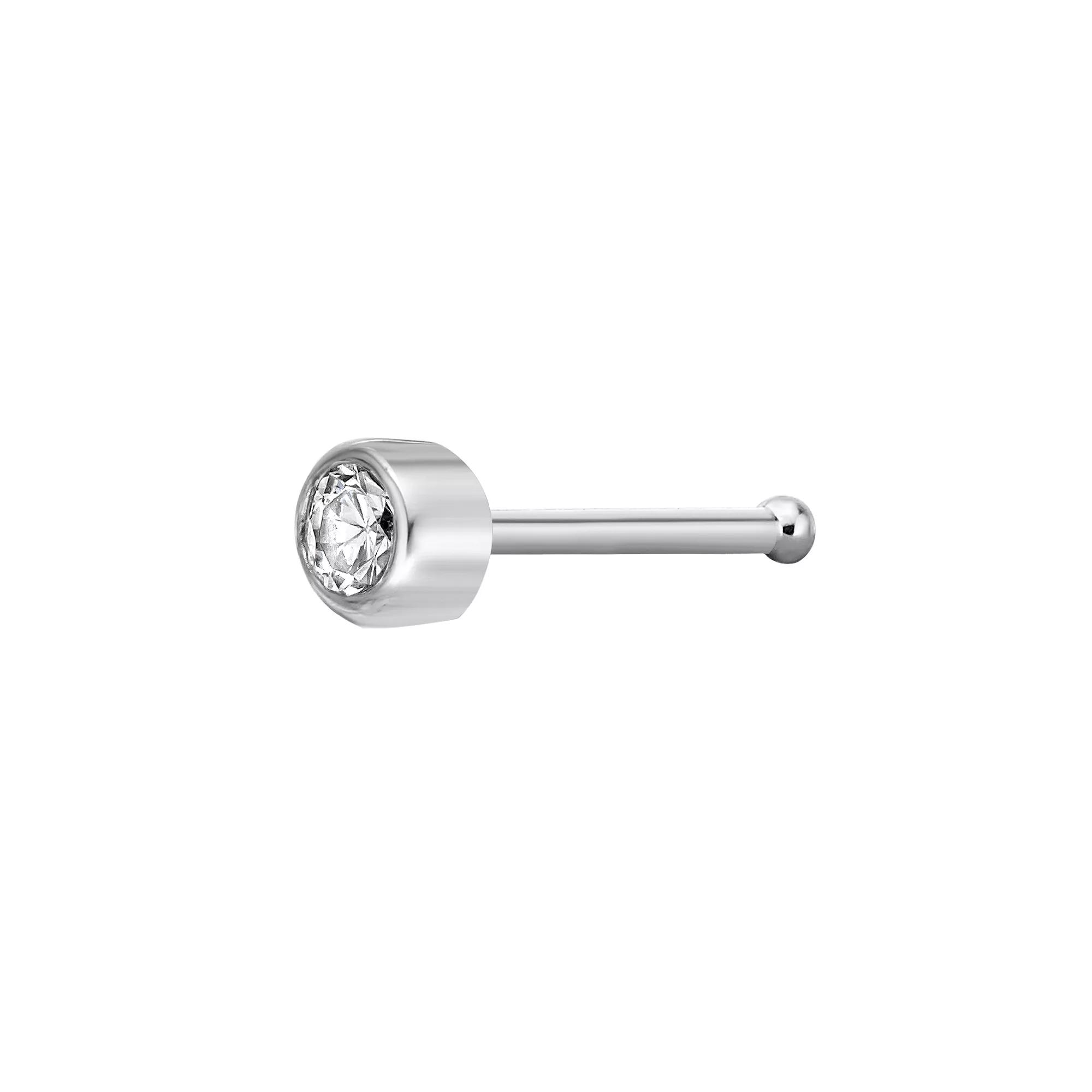 Lila Moon 14k Gold 2 mm Cubic Zirconia Nose Stud, Women's, 14k White Gold Product Image