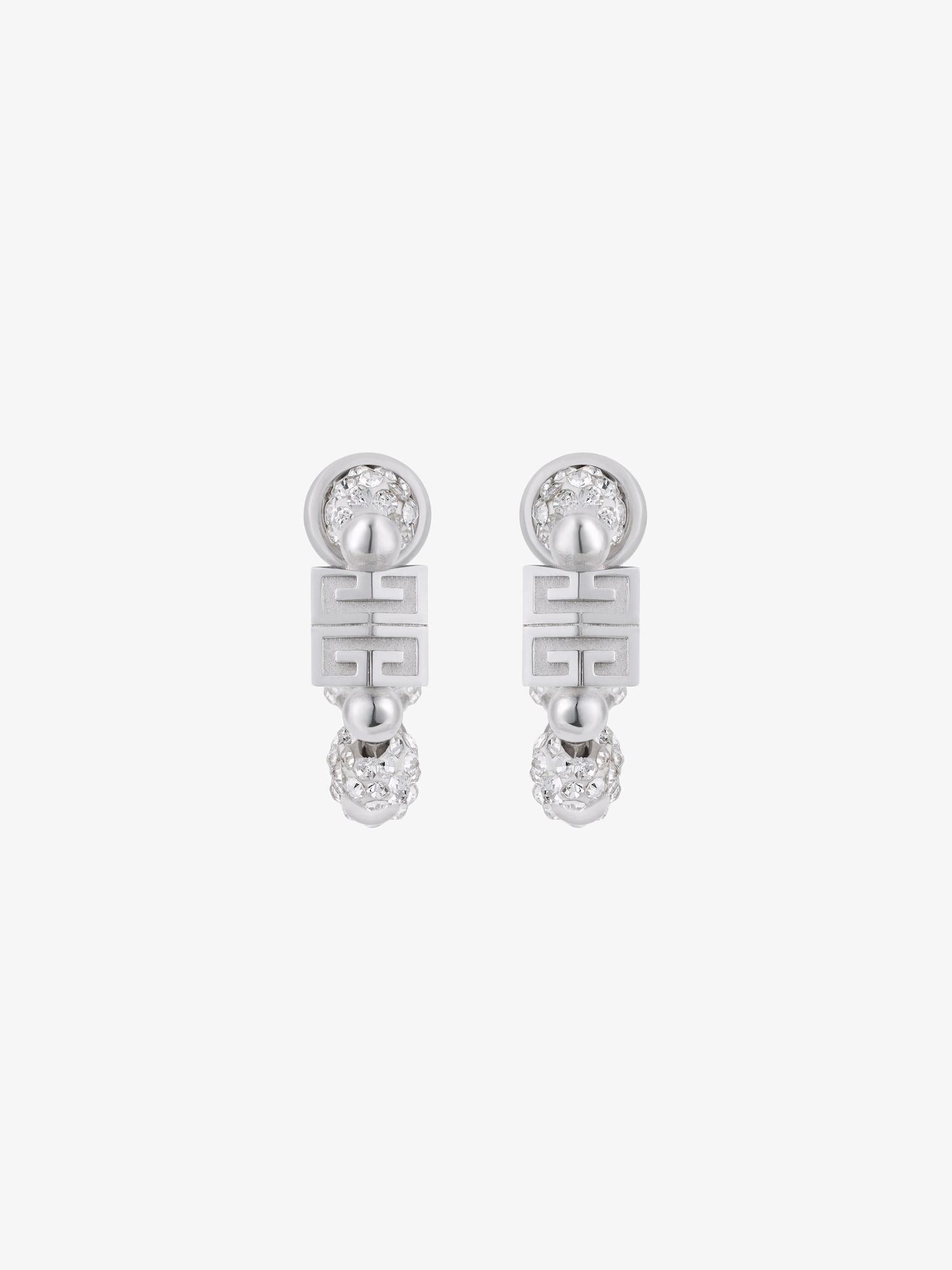 4G earrings in metal with crystals Product Image